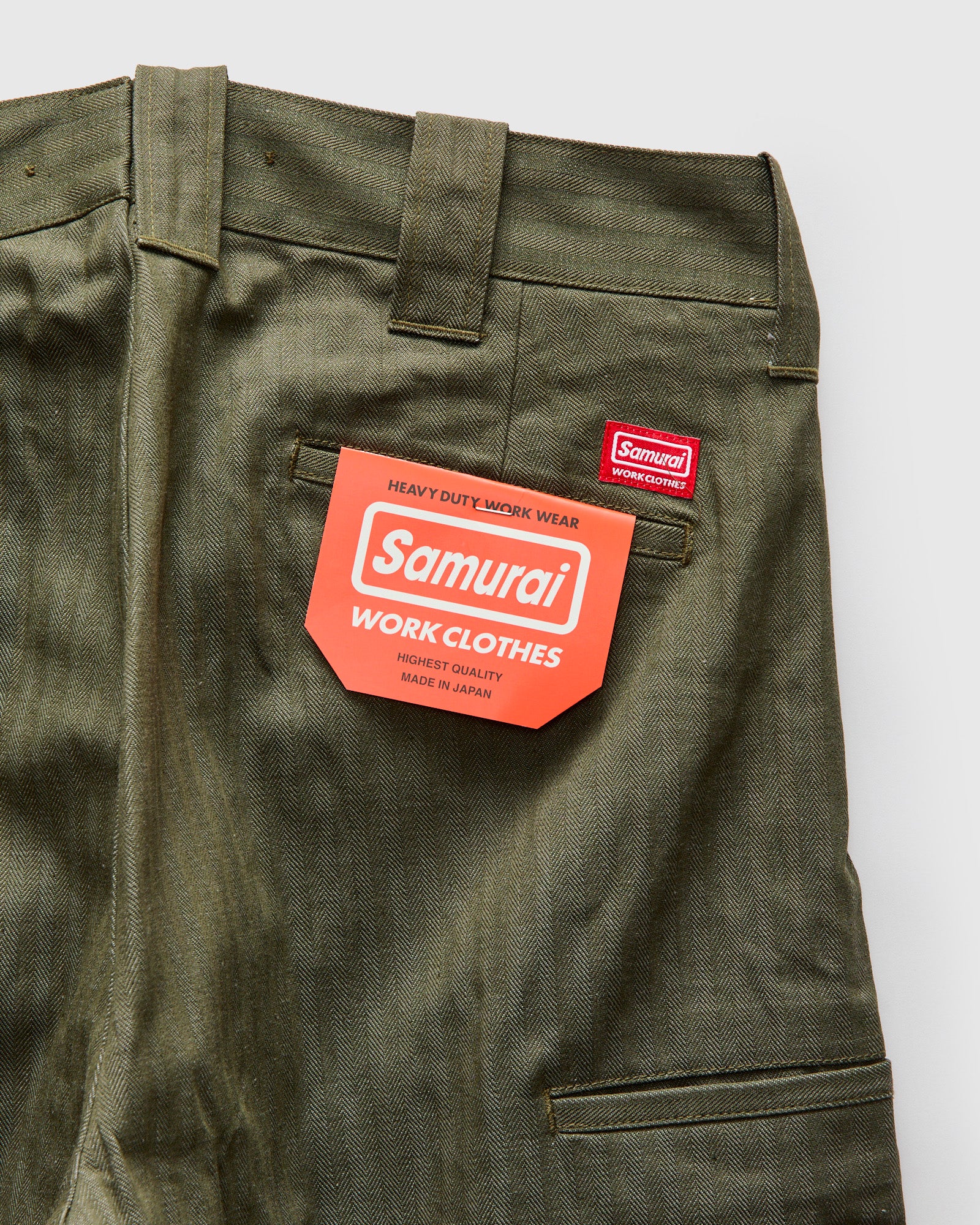 Herringbone Nep Work Pants in Olive - Image 3