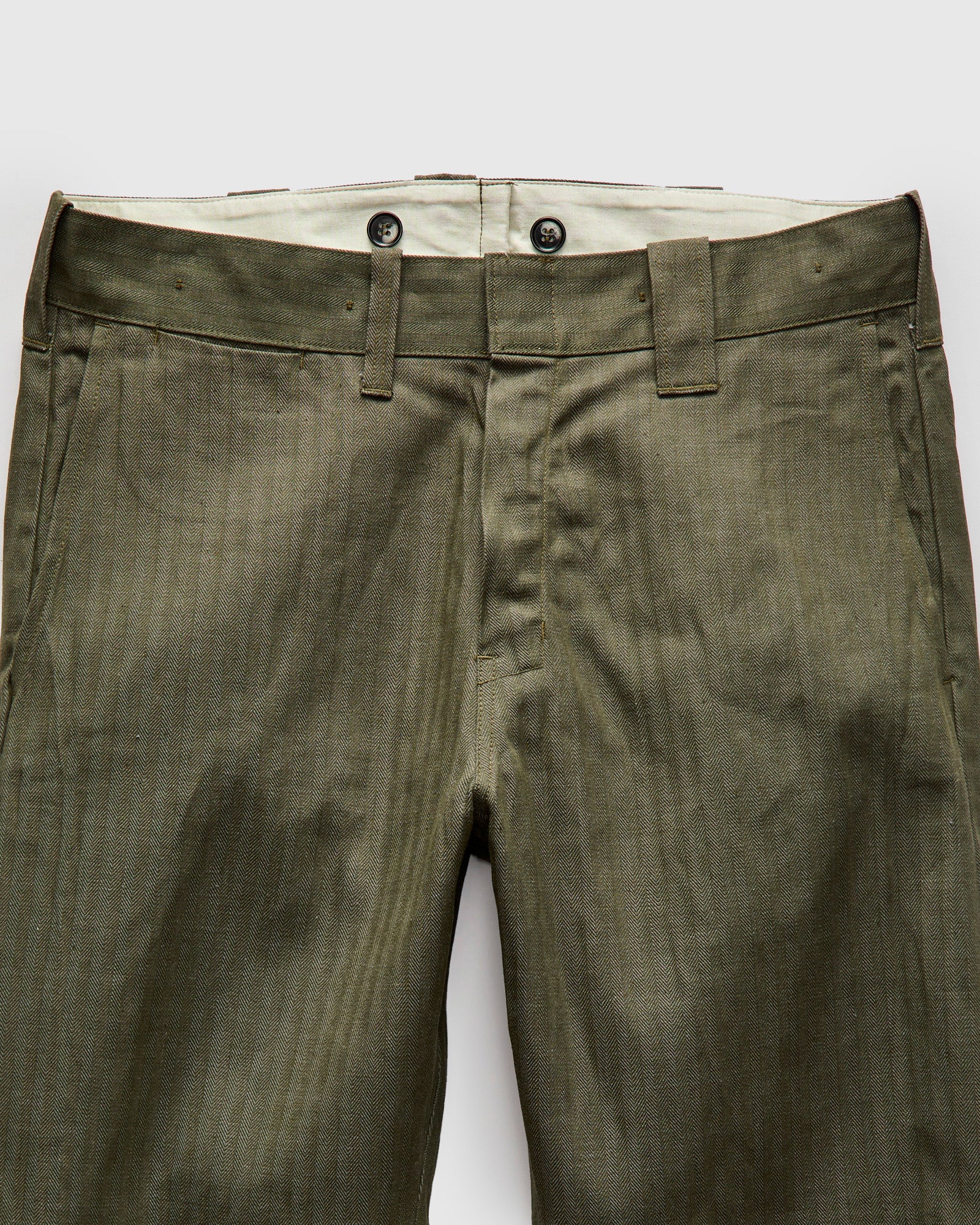 Herringbone Nep Work Pants in Olive - Image 4