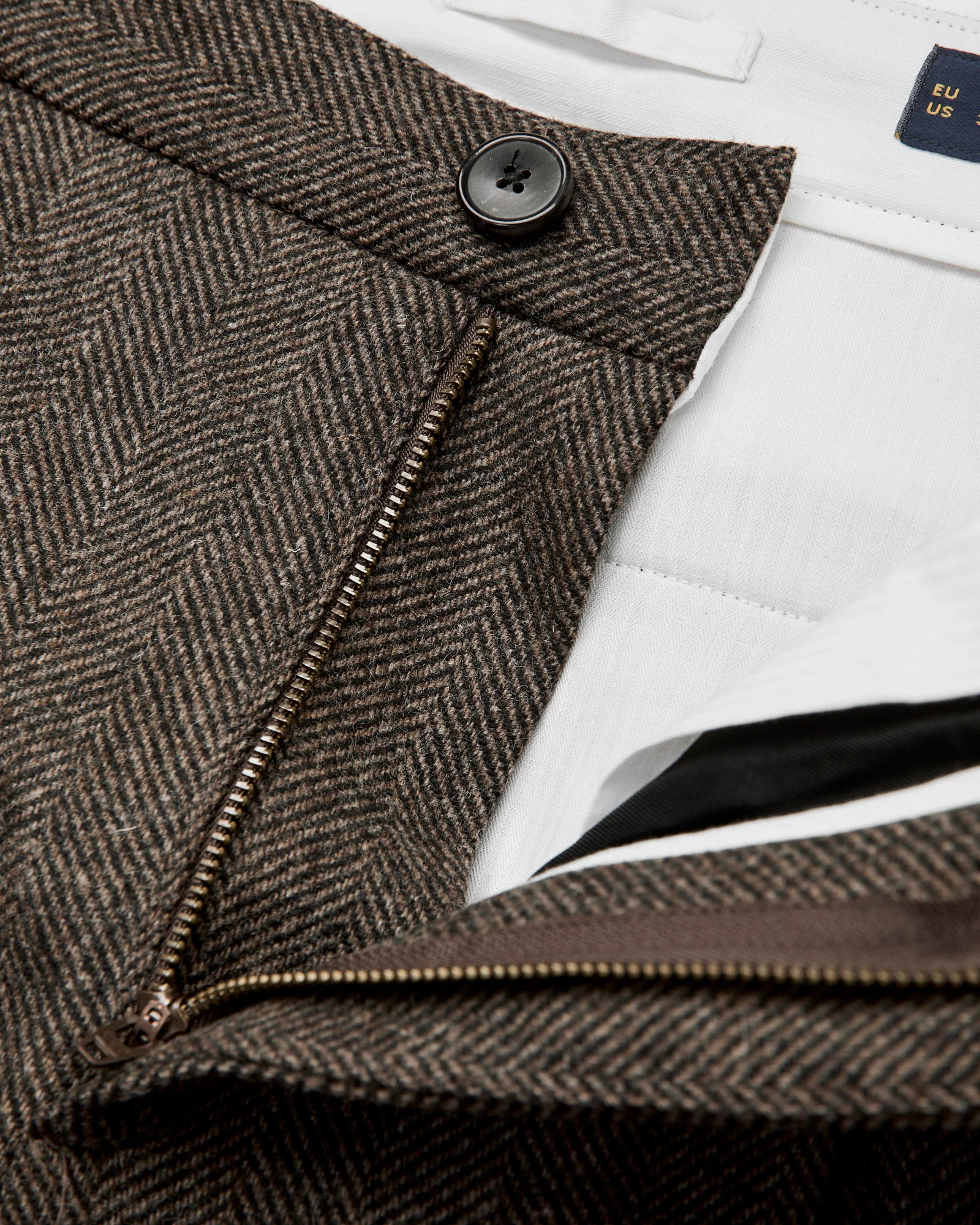 Herringbone Single Pleat Trousers in Brown - Image 6