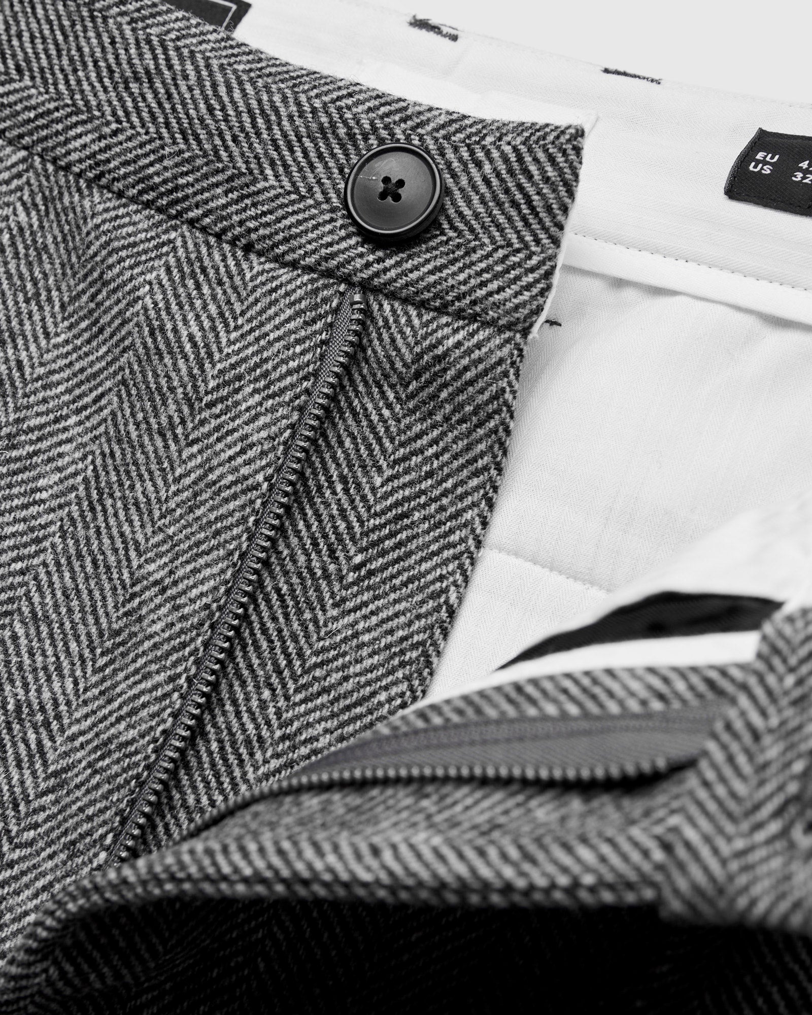 Herringbone Single Pleat Trousers in Grey - Image 6