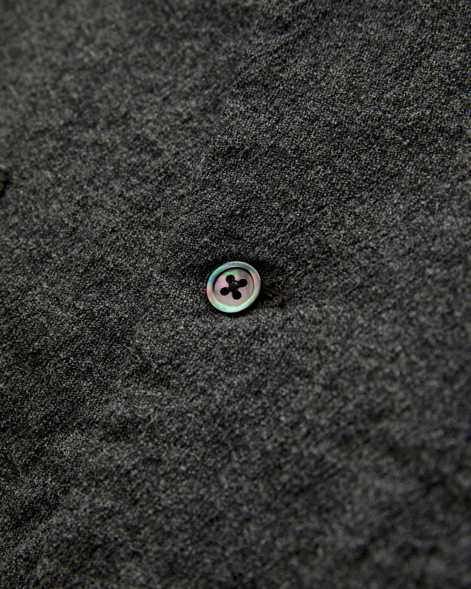 Highland Wool Open Collar Shirt in Charcoal - Image 5