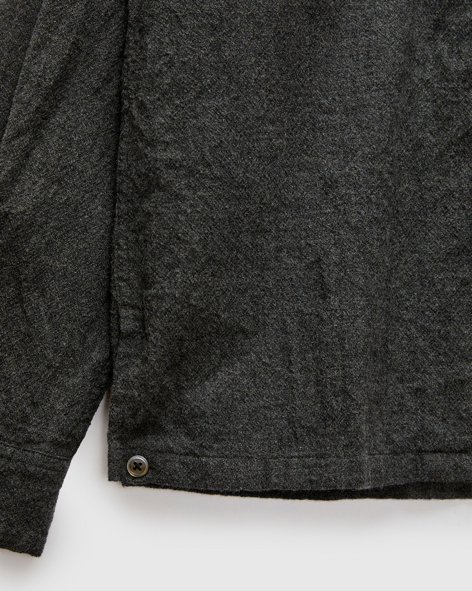 Highland Wool Open Collar Shirt in Charcoal - Image 7