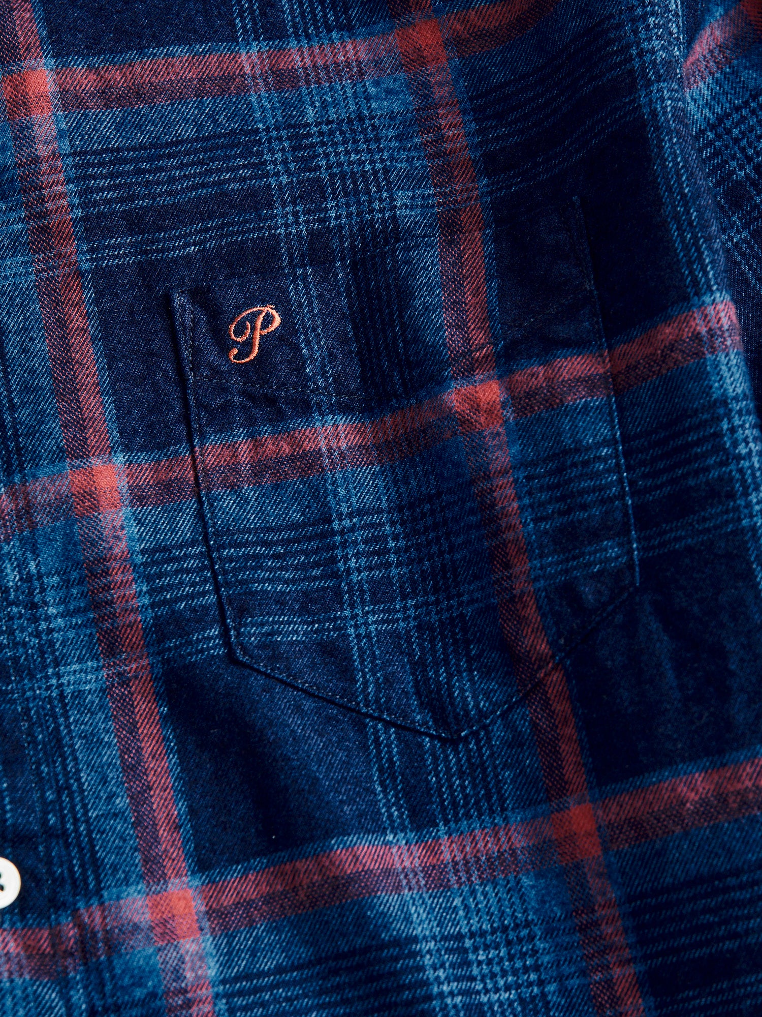 Indigo Check Flannel Shirt in Red - Image 4