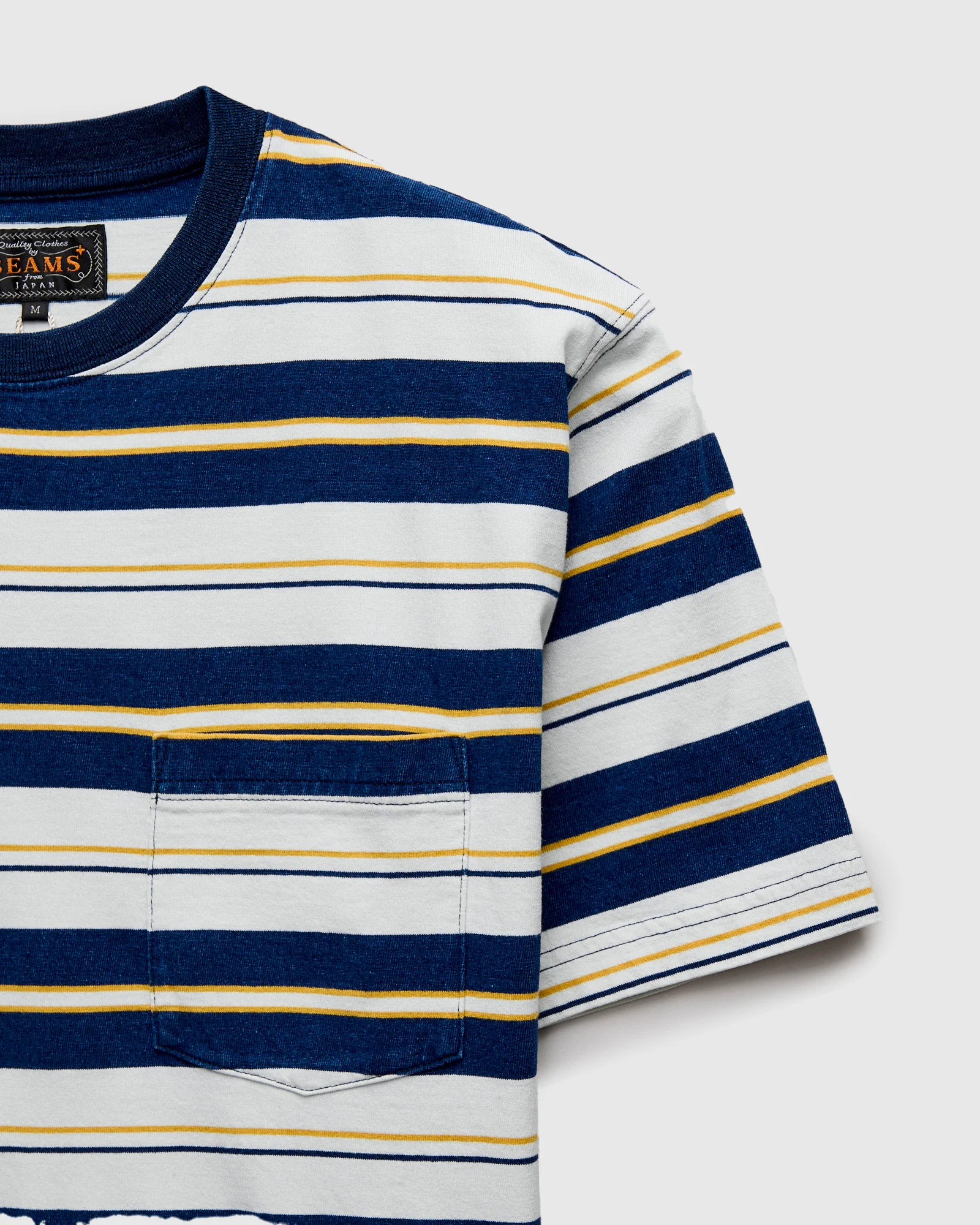 Indigo Stripe Pocket T-Shirt in One Wash - Image 4