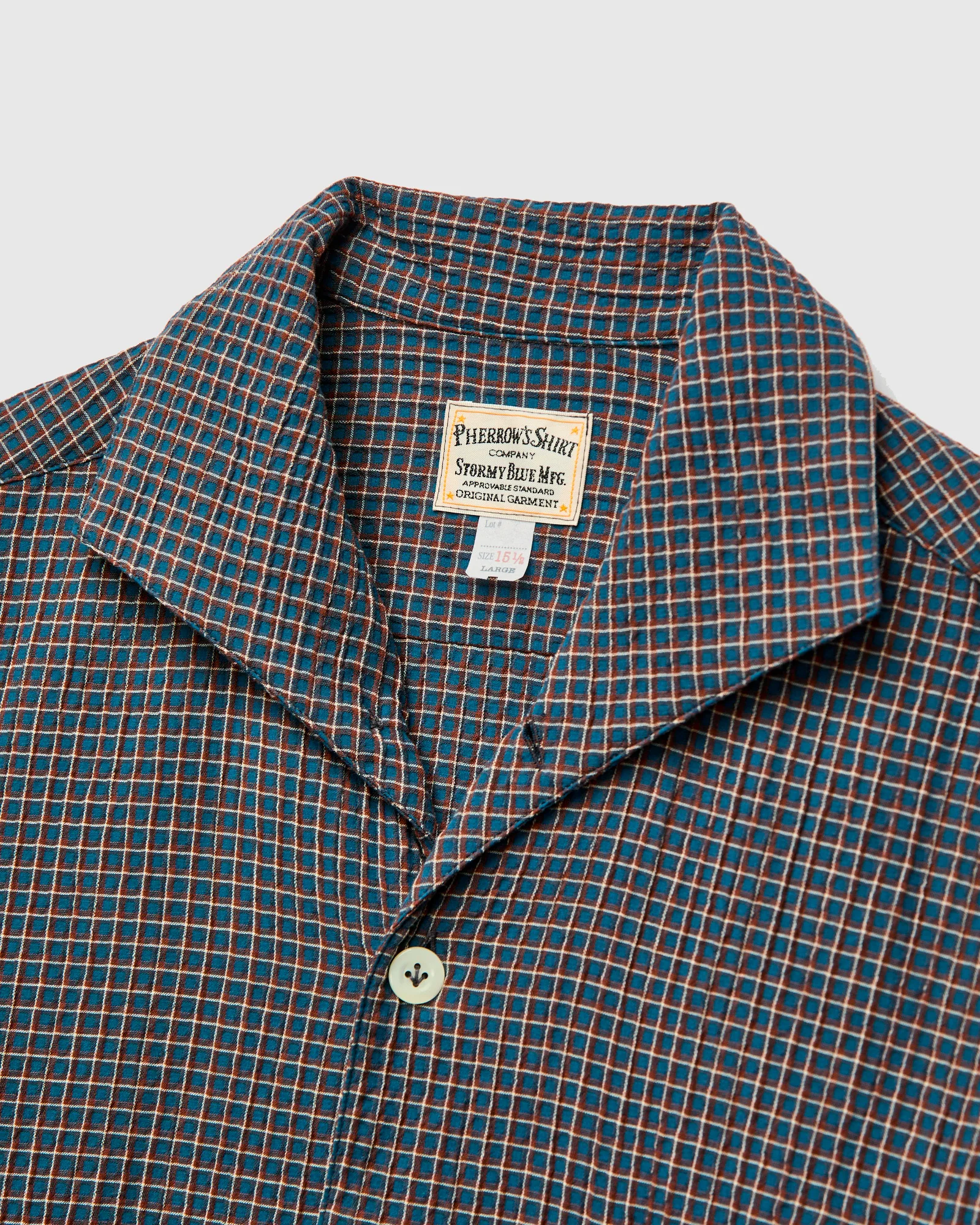 Italian Collar Shirt in Blue Check - Image 3