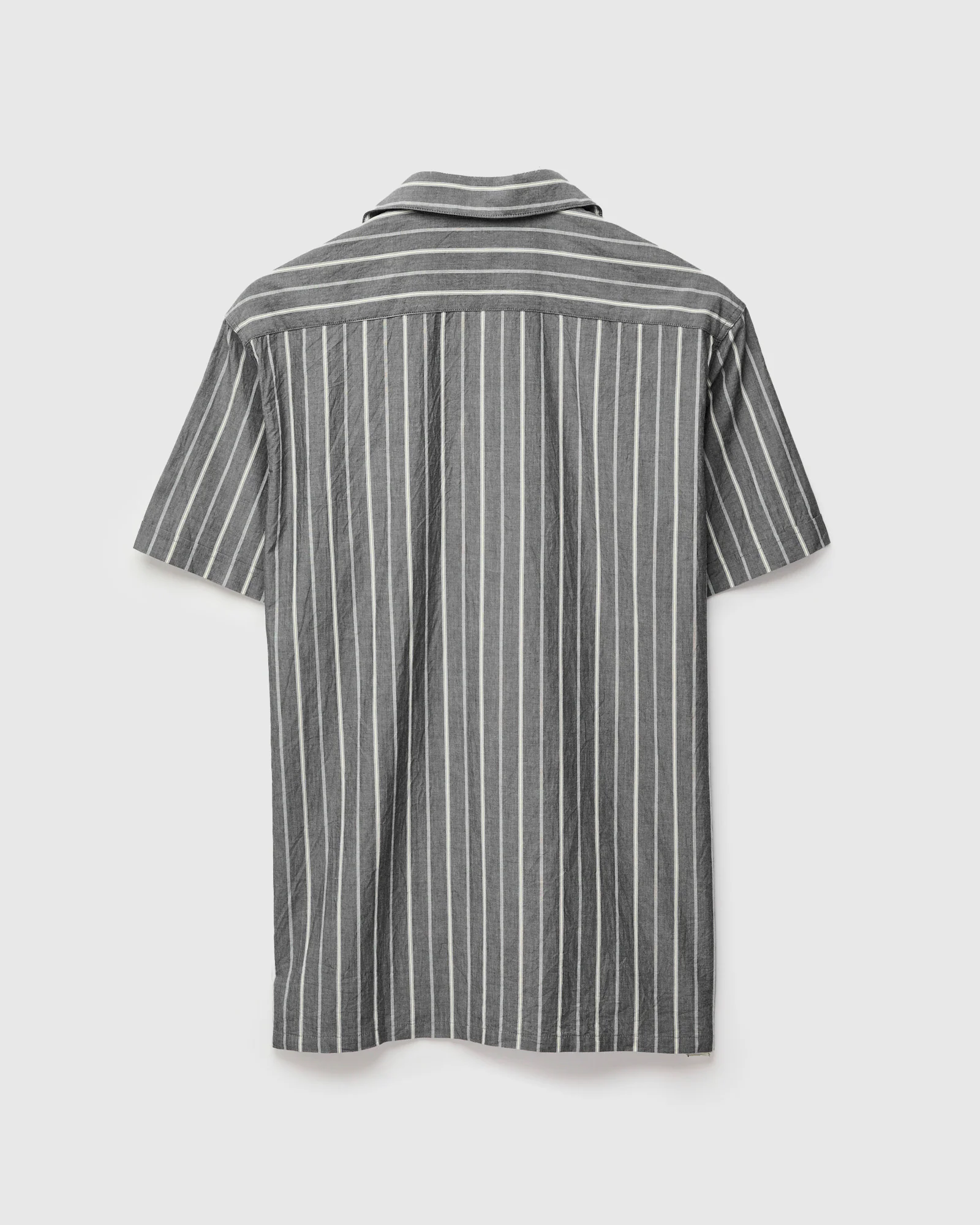 Italian Collar Shirt in Charcoal Stripe - Image 2
