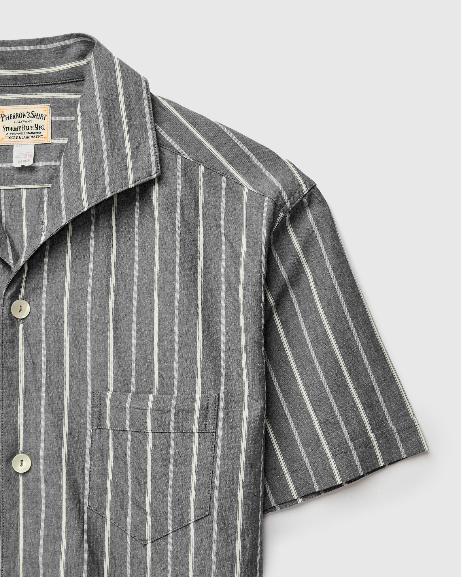 Italian Collar Shirt in Charcoal Stripe - Image 4