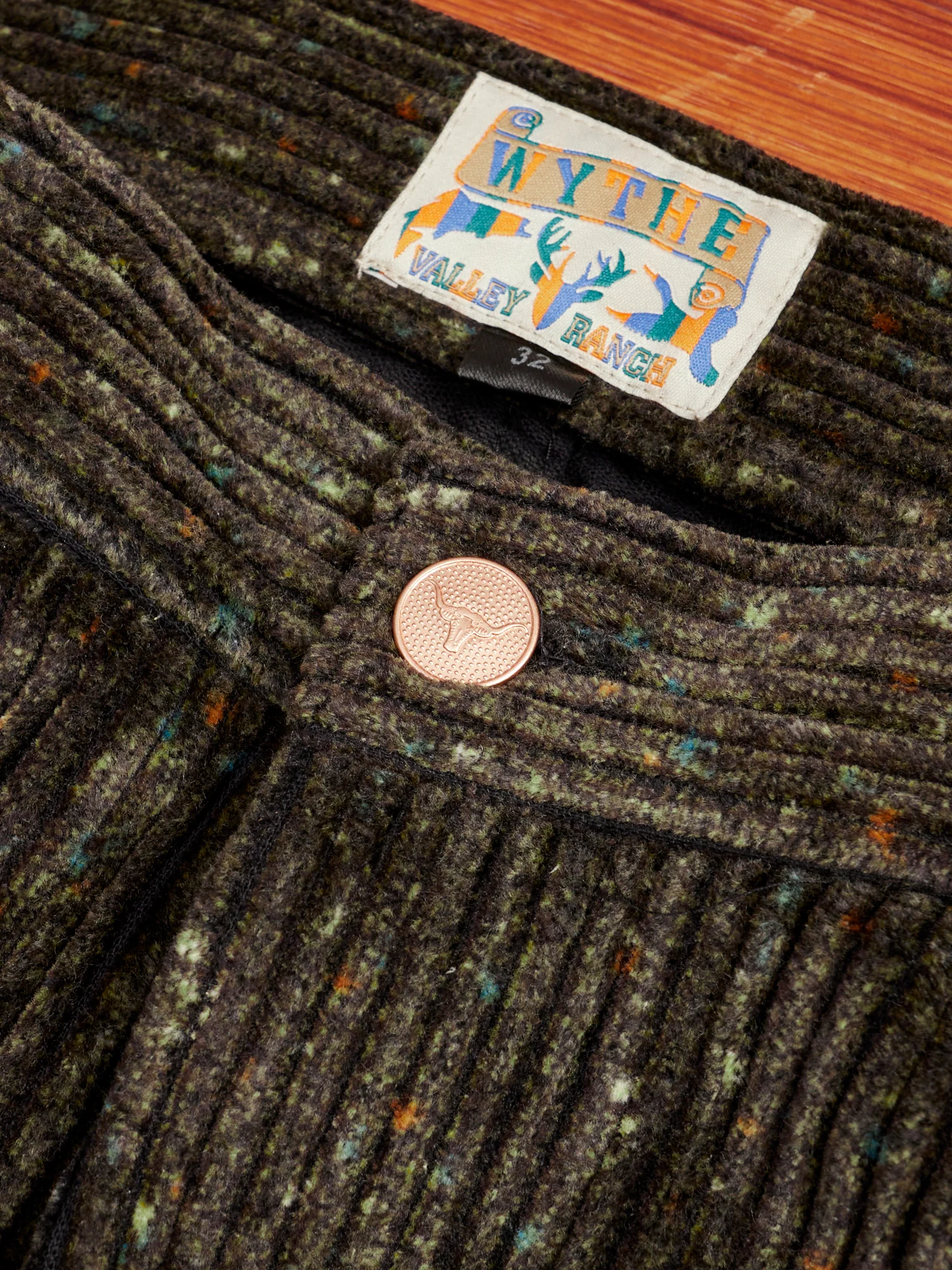 Donegal Corduroy Five Pocket Trousers in Mossy Green - Image 5