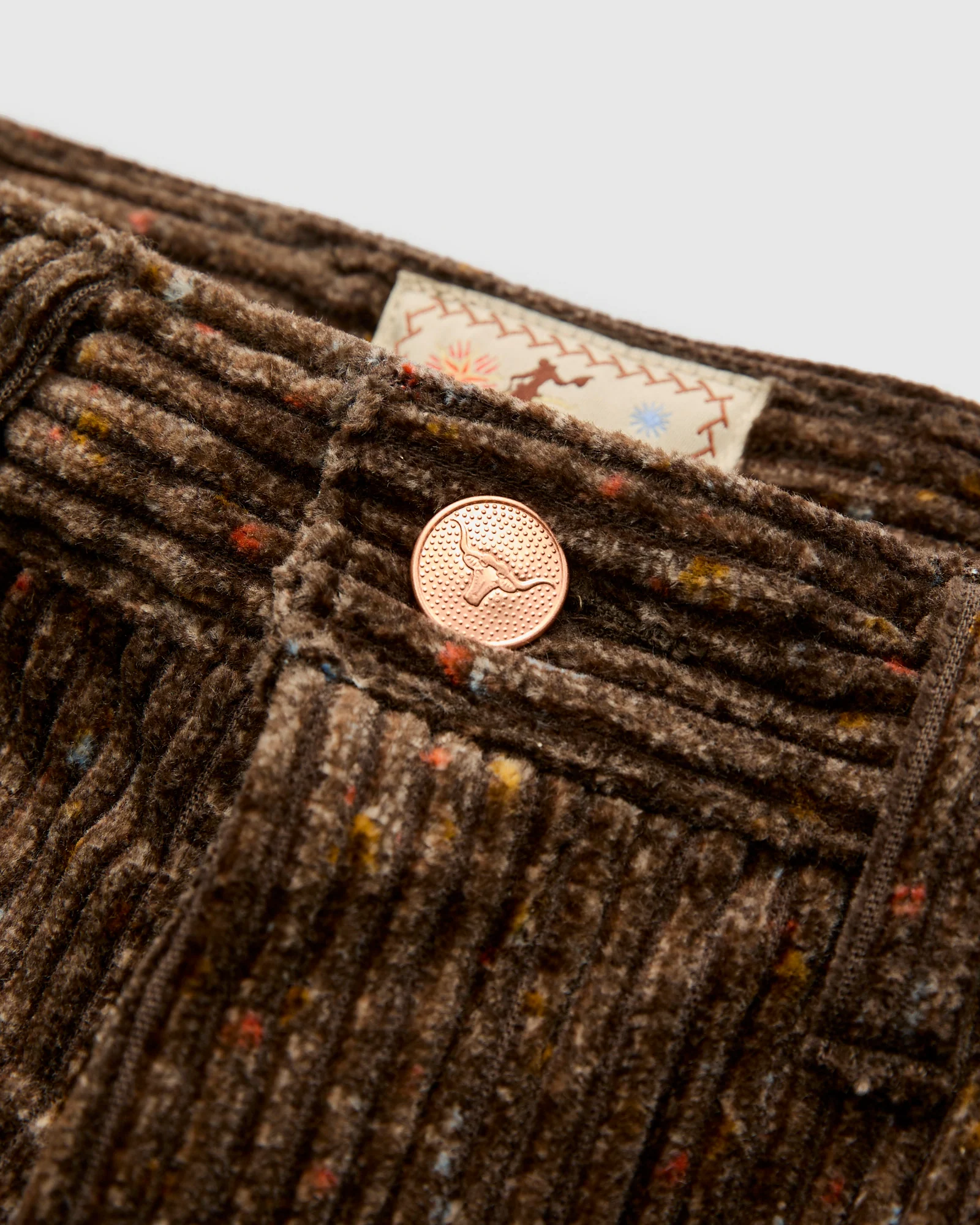 Donegal Corduroy Five Pocket Trousers in Rustic Brown - Image 6