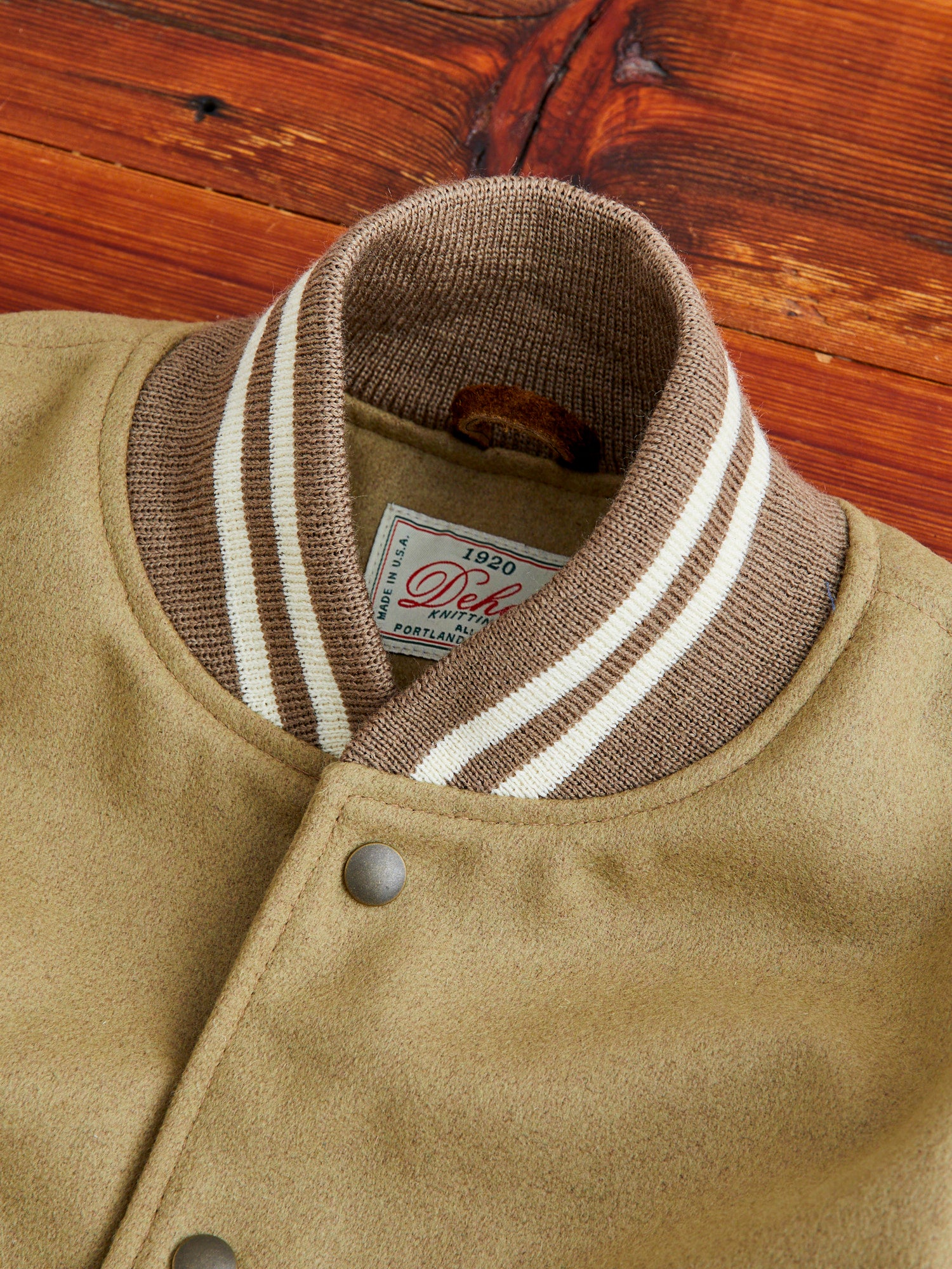 Ivy Varsity Jacket in Camel Roughout - Image 4