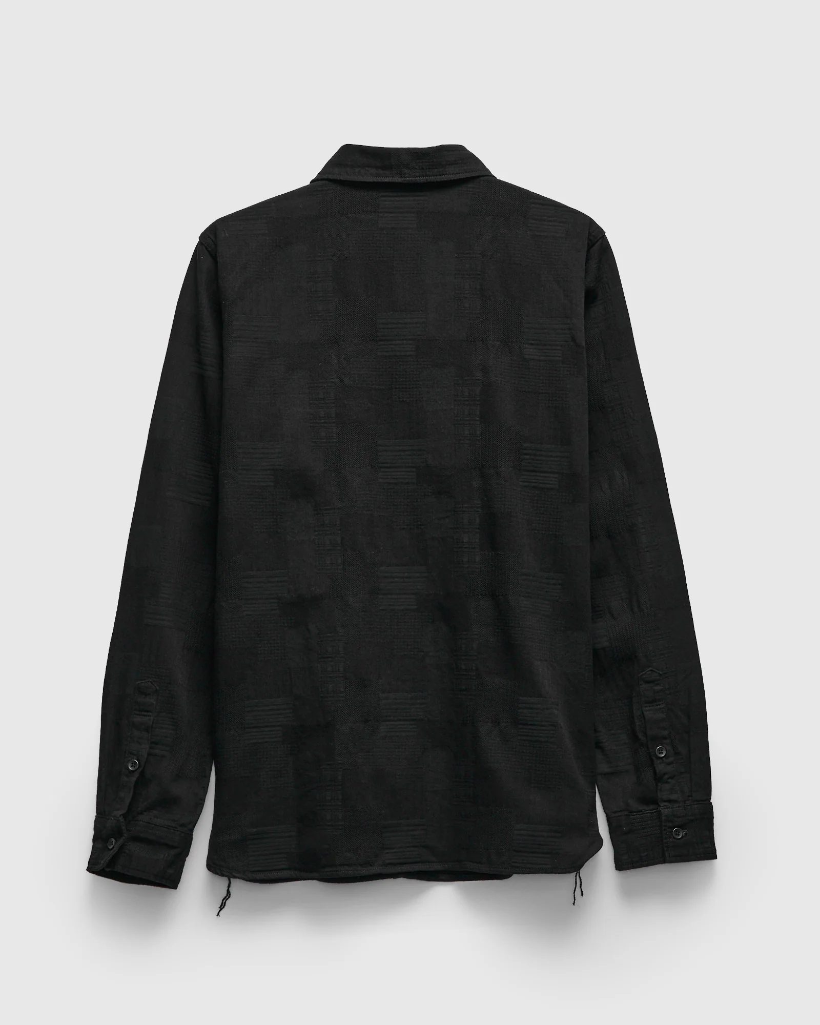 Jacquard Boro Patchwork Button Up Shirt in Double Black - Image 3