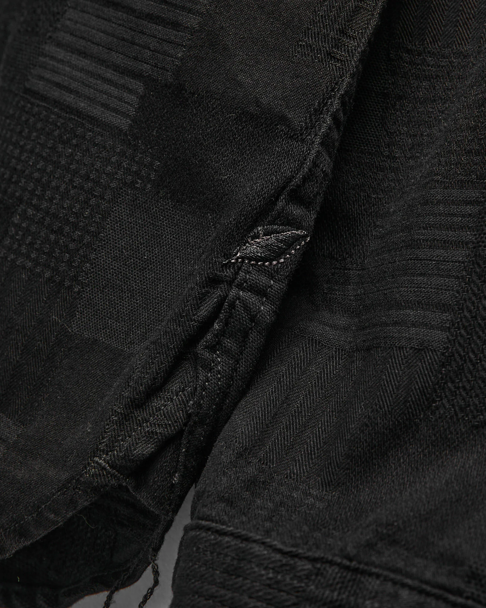 Jacquard Boro Patchwork Button Up Shirt in Double Black - Image 8
