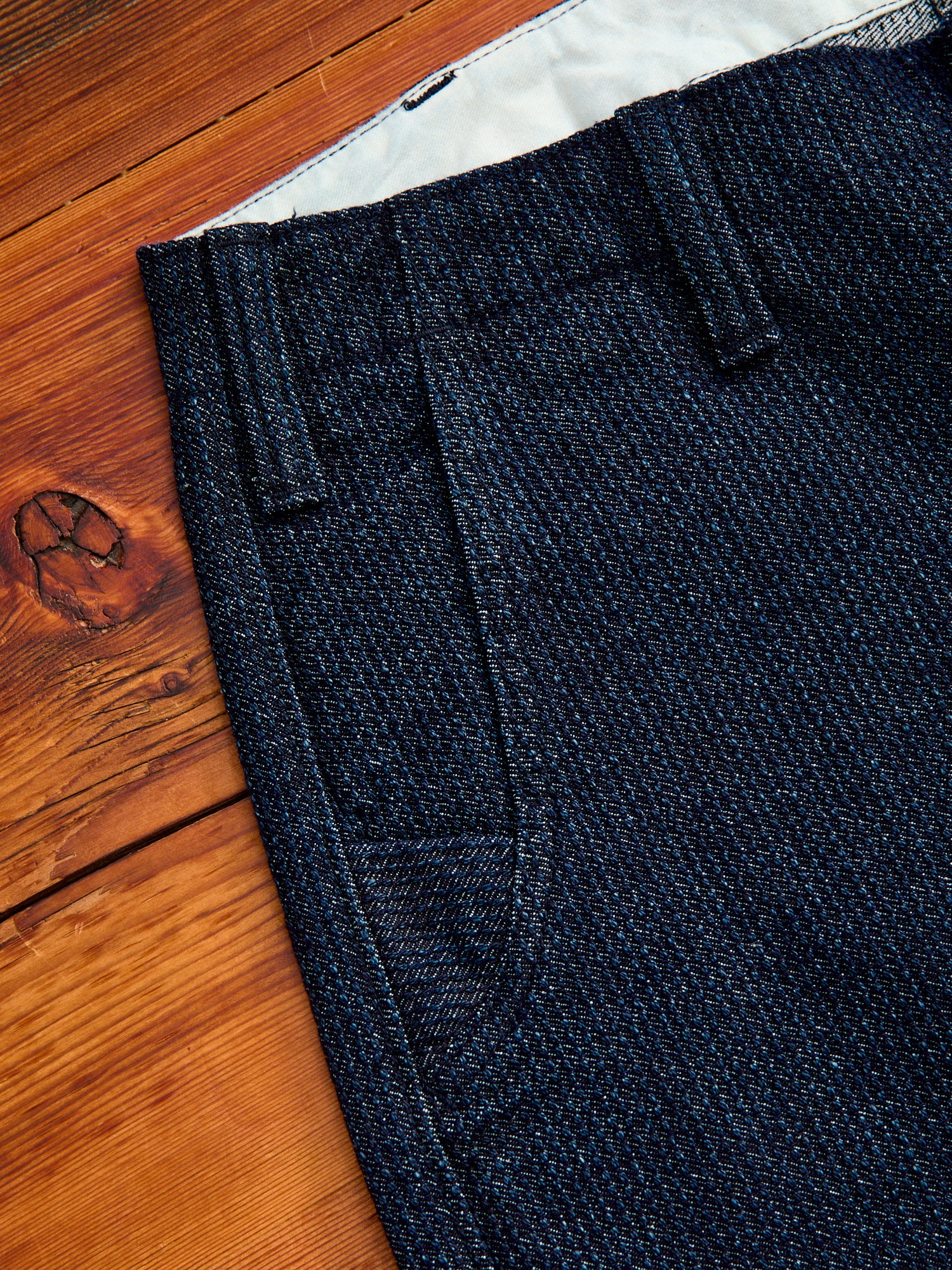 Jacquard Stitch Sashiko Shorts in Indigo - Image 3