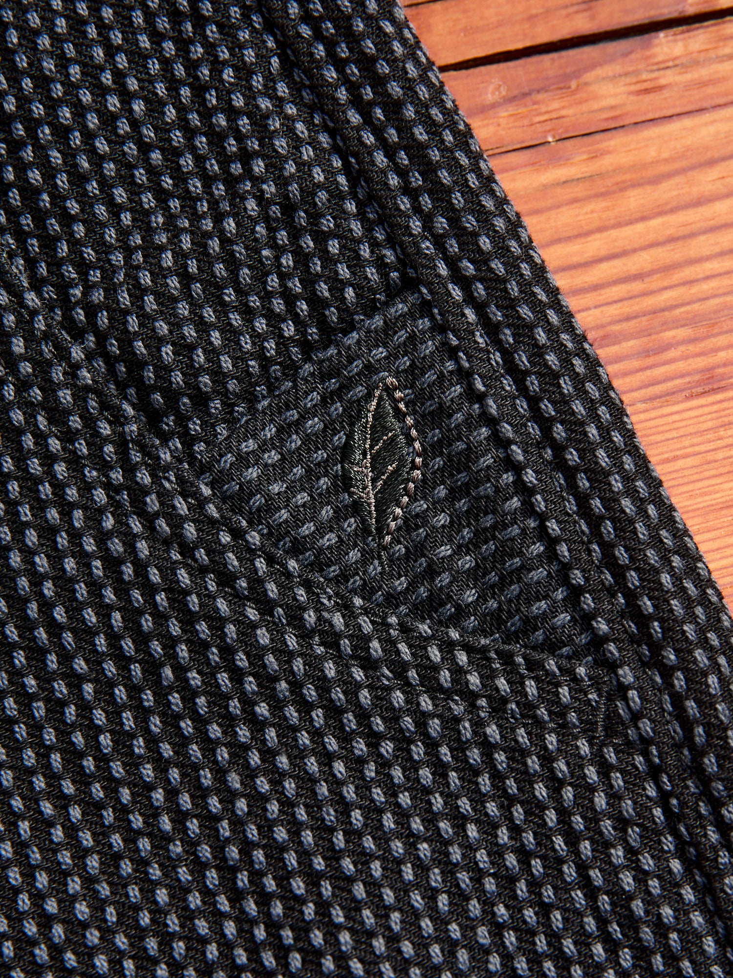 Jacquard Stitch Sashiko Shorts in Grey Black - Image 4