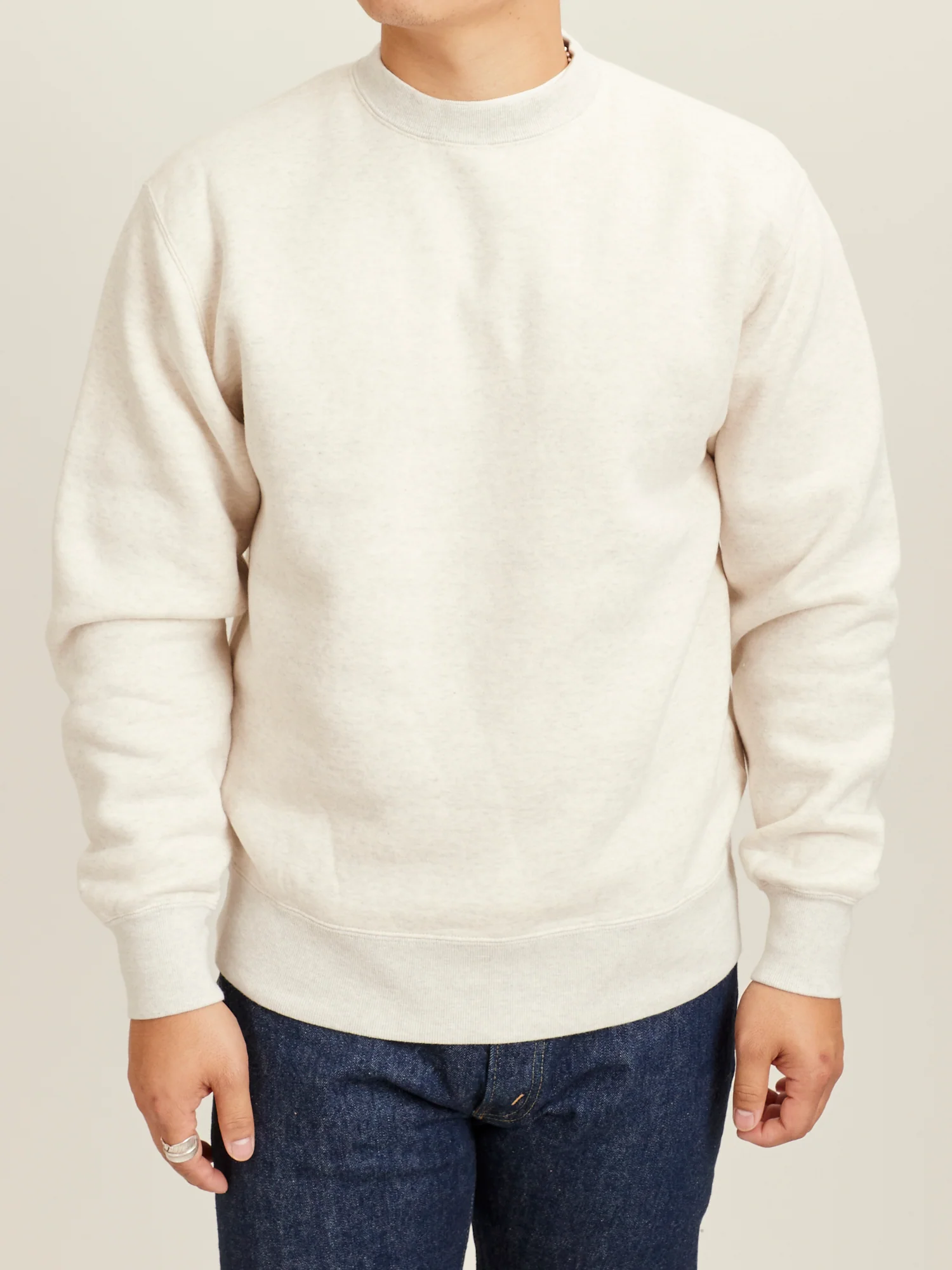 Japan-Made Fleece Crewneck in Oatmeal - Image 2