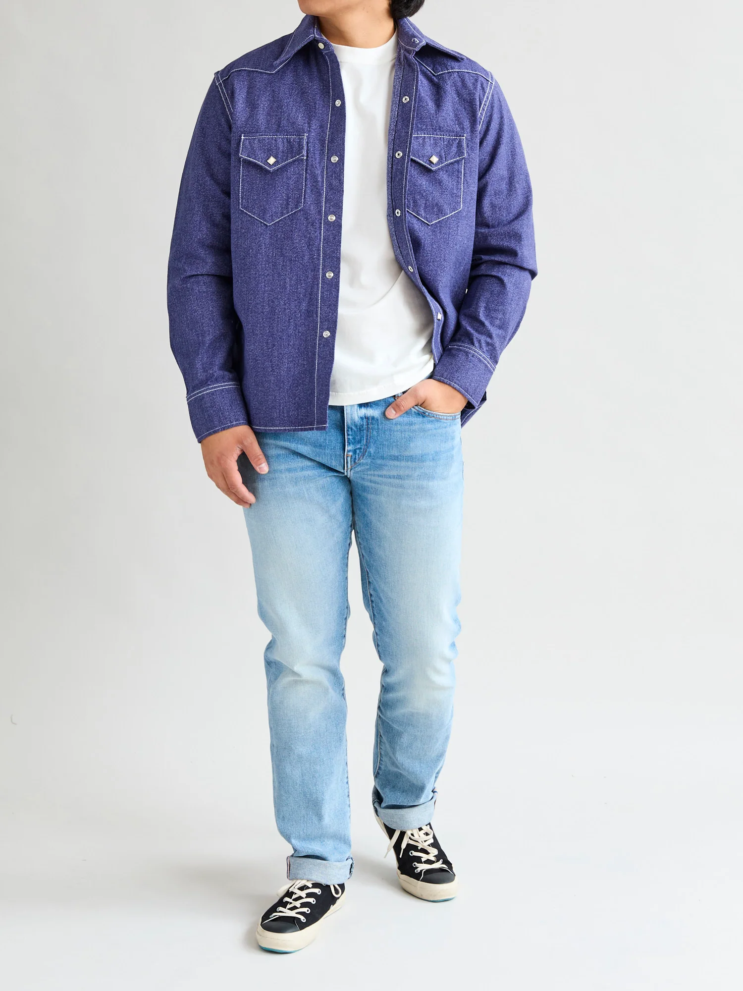 Jaspe Western Pearlsnap Shirt in Purple - Image 13