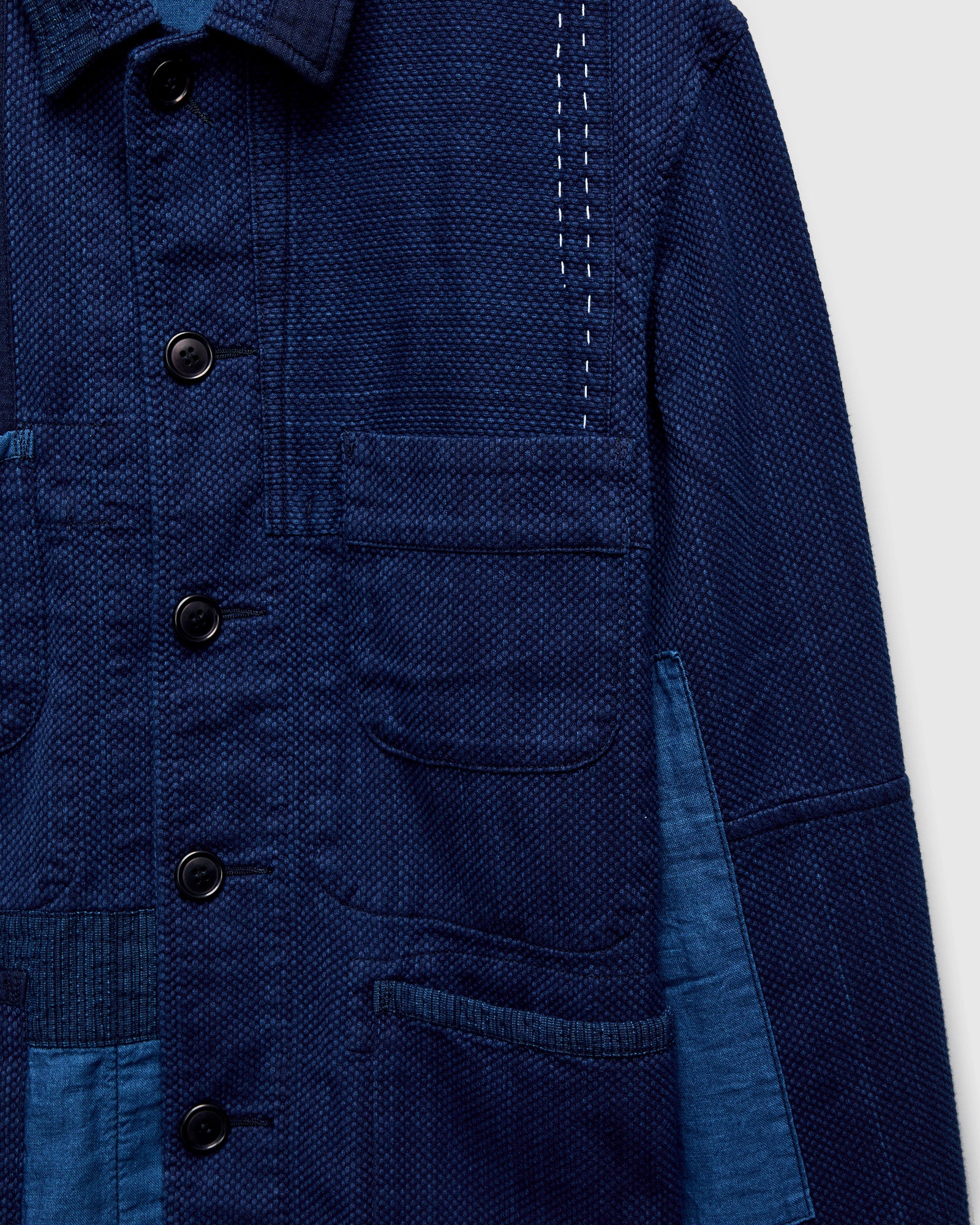 Kasezome Patchwork Chore Jacket in Indigo - Image 5