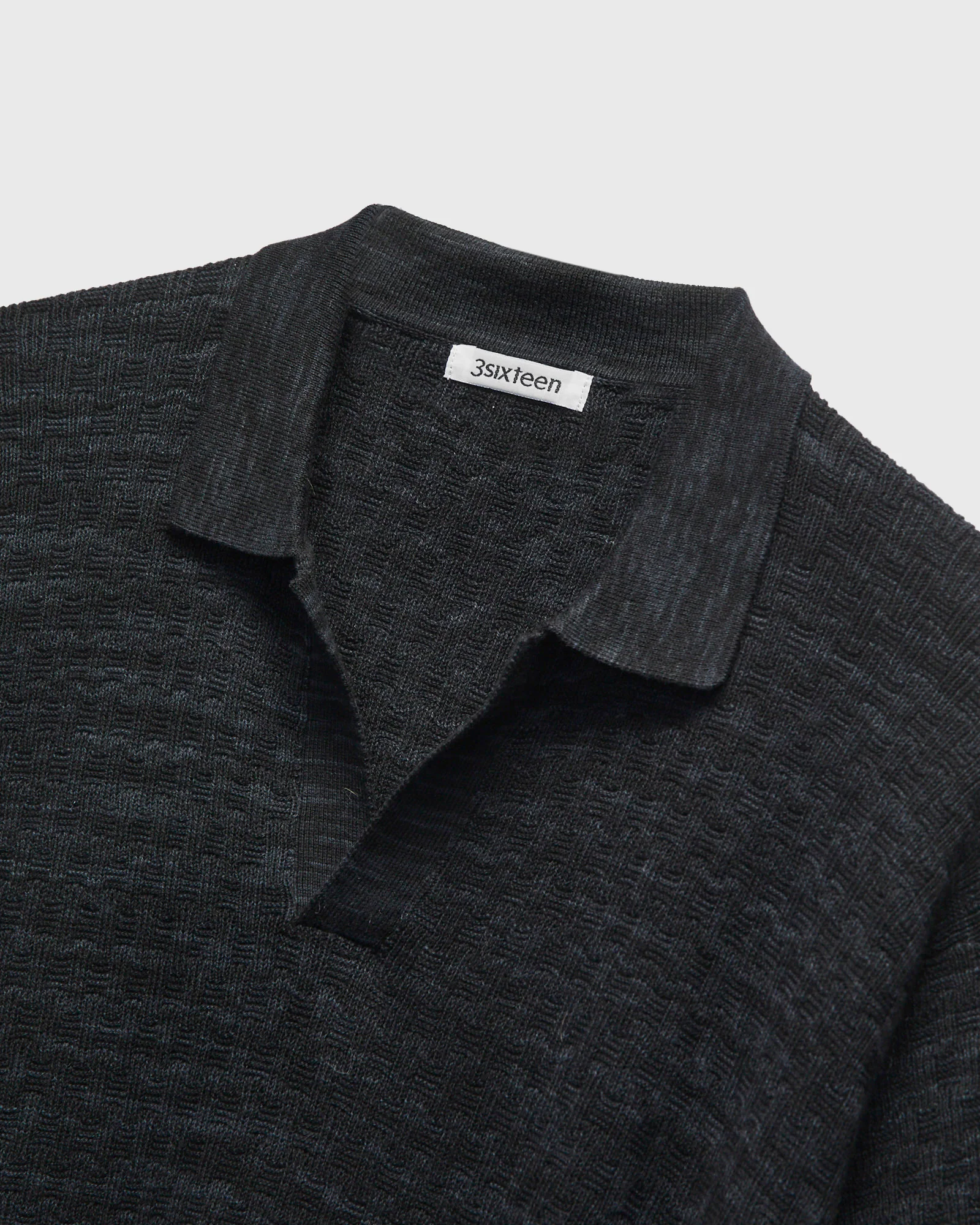 Boxweave Knit Polo in Vintage Black - Image 5