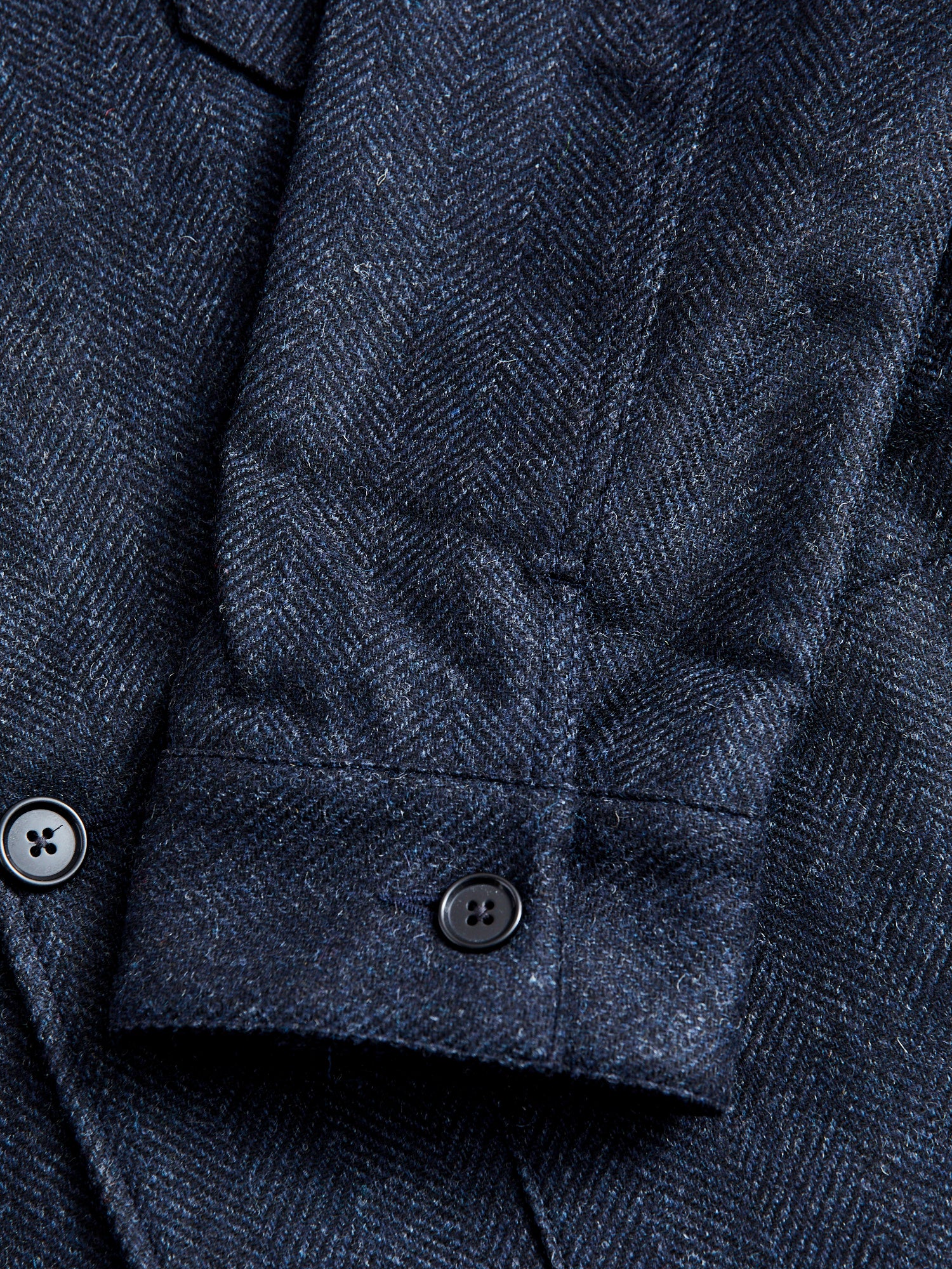 Labura Herringbone Wool Chore Coat in Navy - Image 6