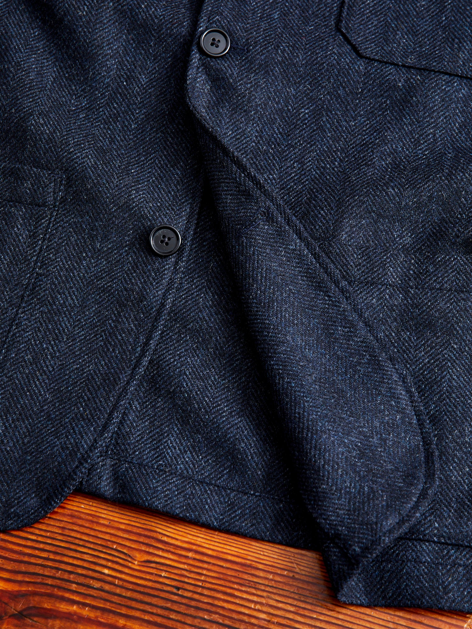 Labura Herringbone Wool Chore Coat in Navy - Image 8