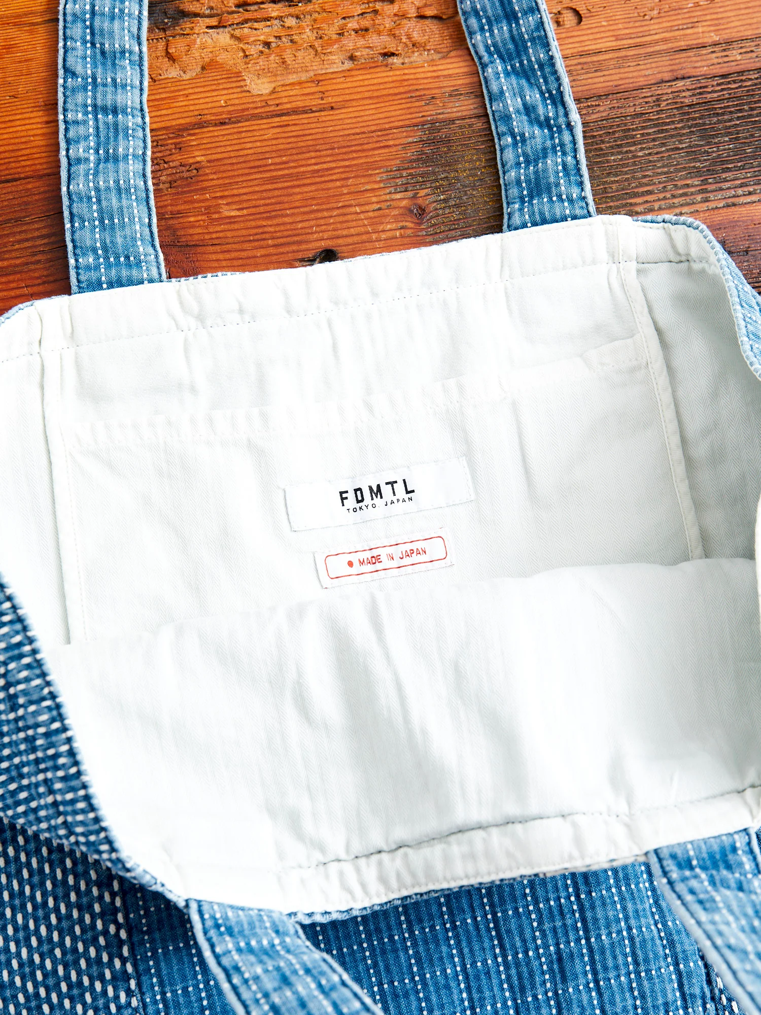 Large Boro Patchwork Tote Bag in 3-Year Wash - Image 7