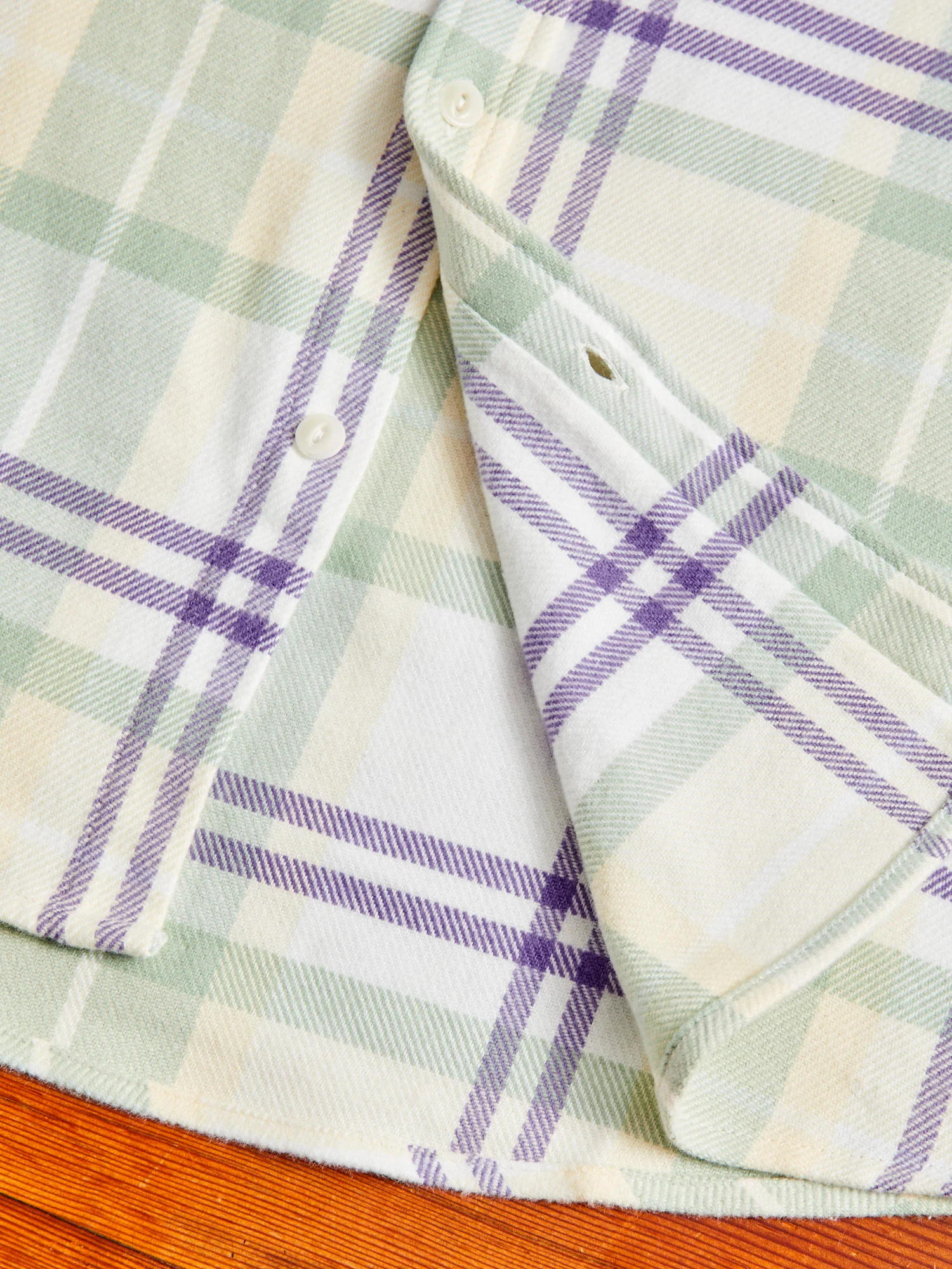 Lavanda Plaid Button-Up Shirt in Seamoss - Image 7