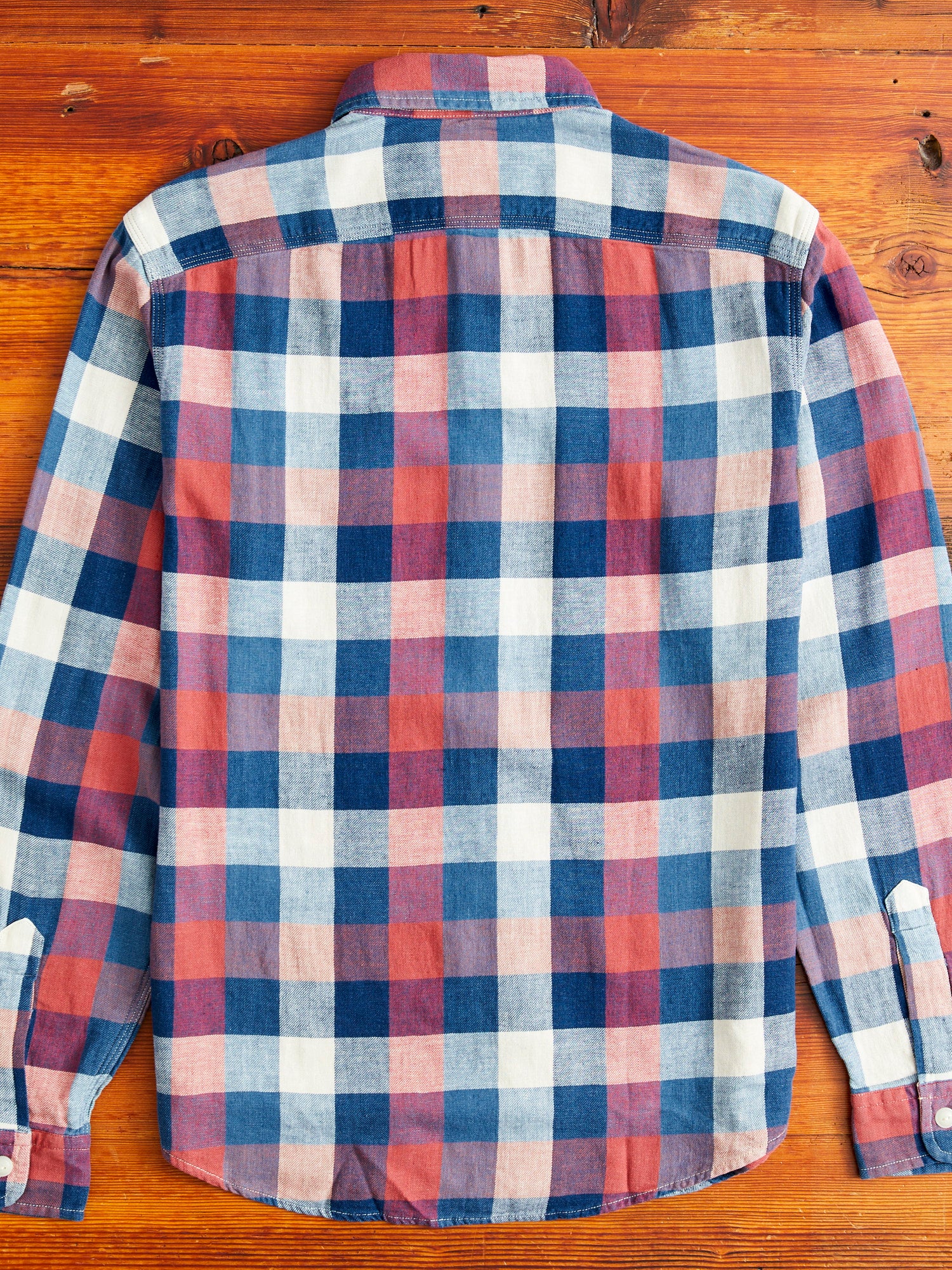 Lee Cotton-Linen Workshirt in Red/Indigo Plaid - Image 9
