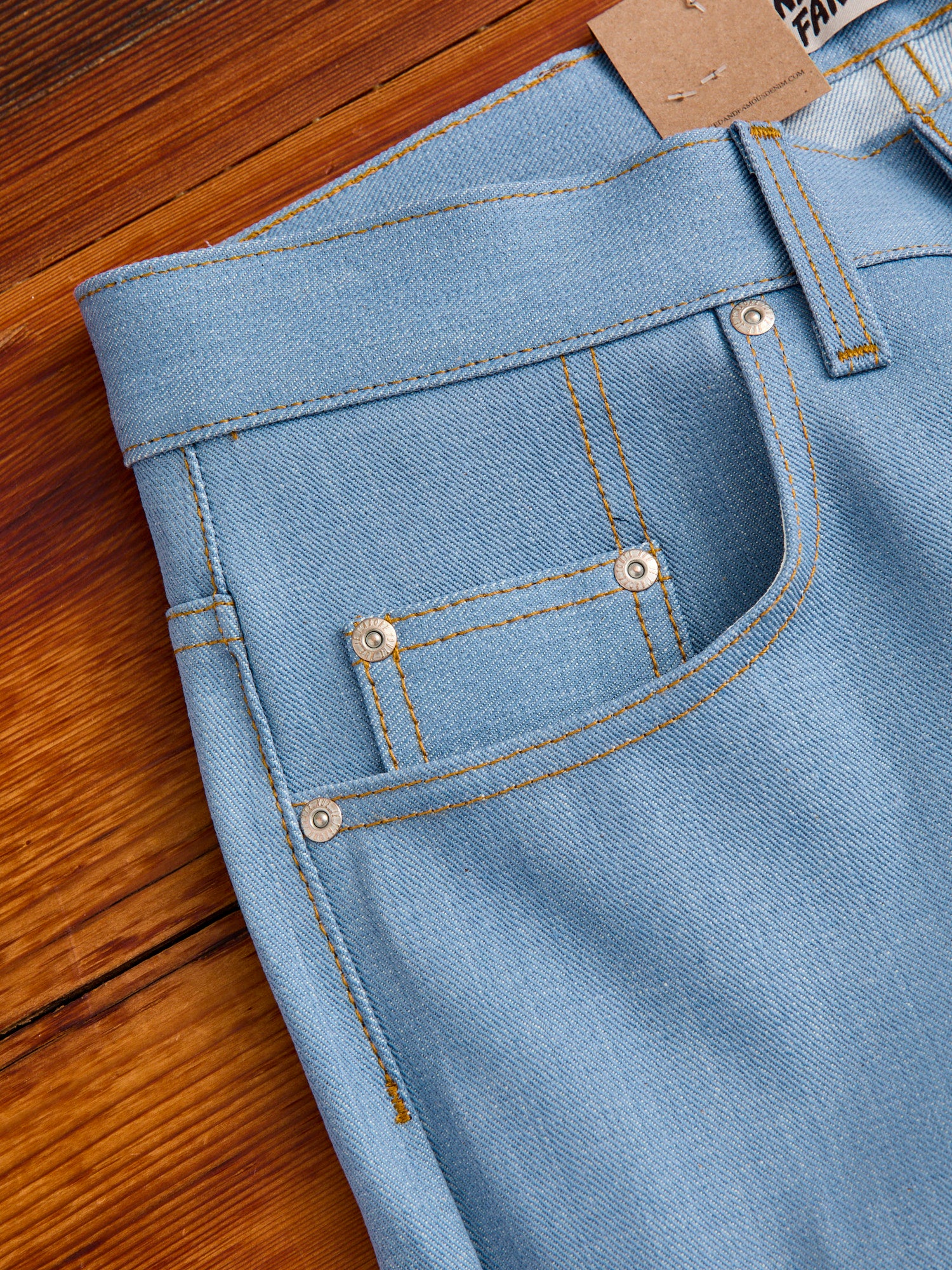 "Left Hand Twill Sky Blue" 13.75oz Selvedge Denim - Easy Guy Fit - Image 7