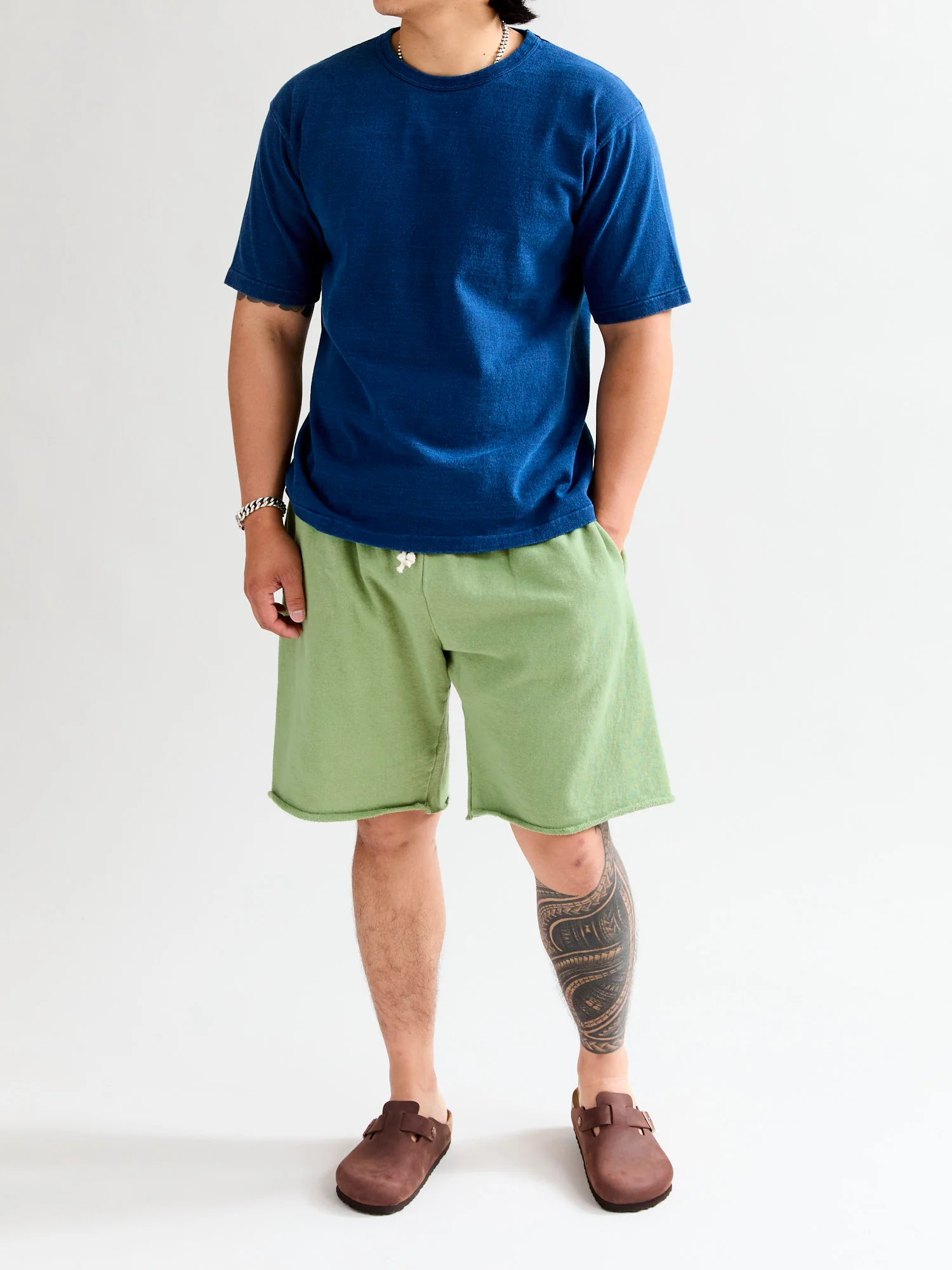 Lightweight Cutoff Sweatshort in Tea Green - Image 8