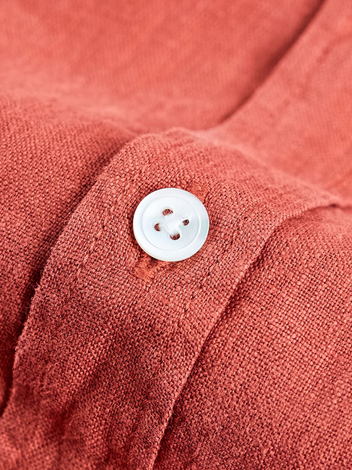 Linen Button-Up Shirt in Terracota - Image 5