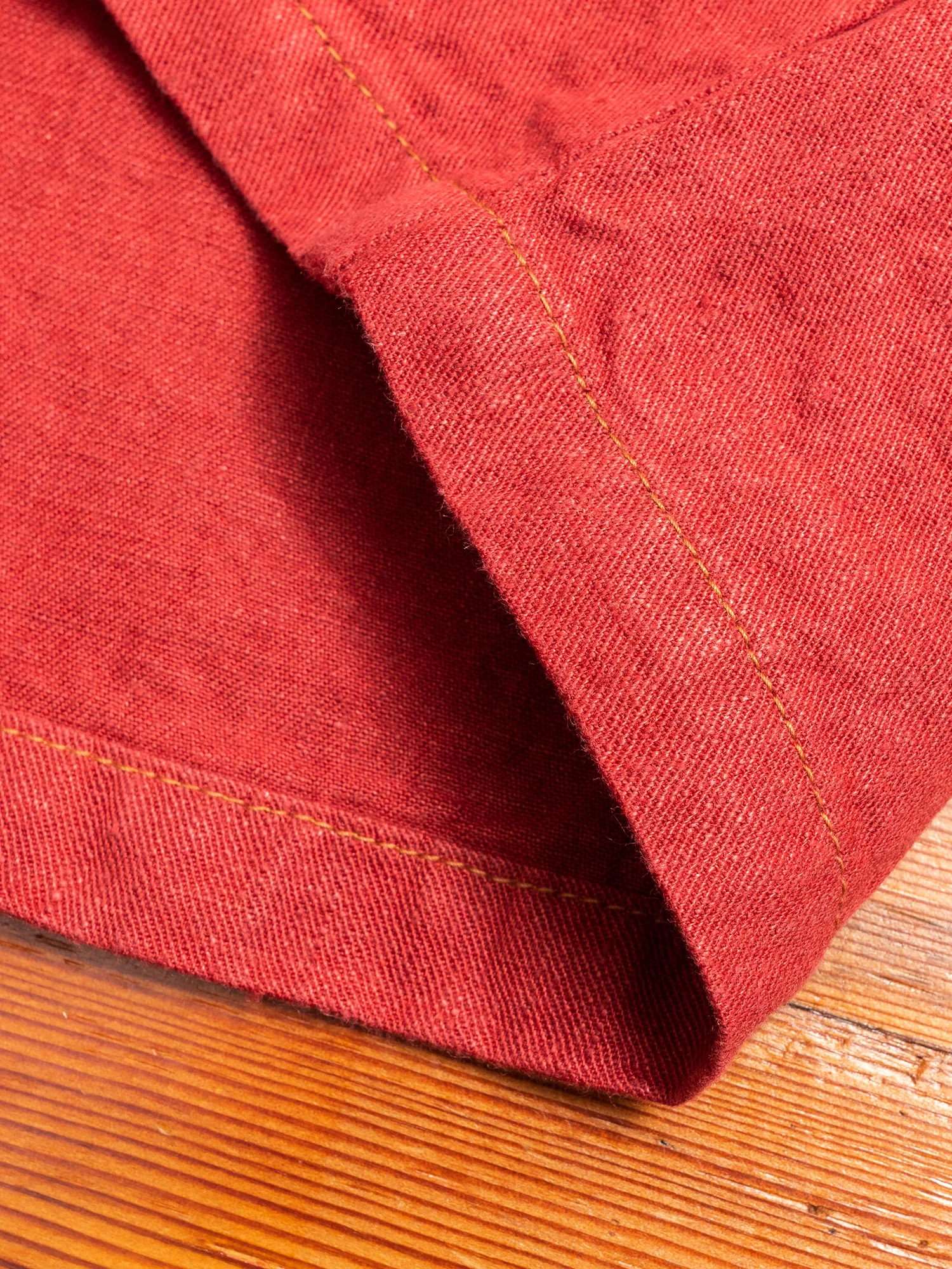 Linen Denim Shorts in Red - Image 6