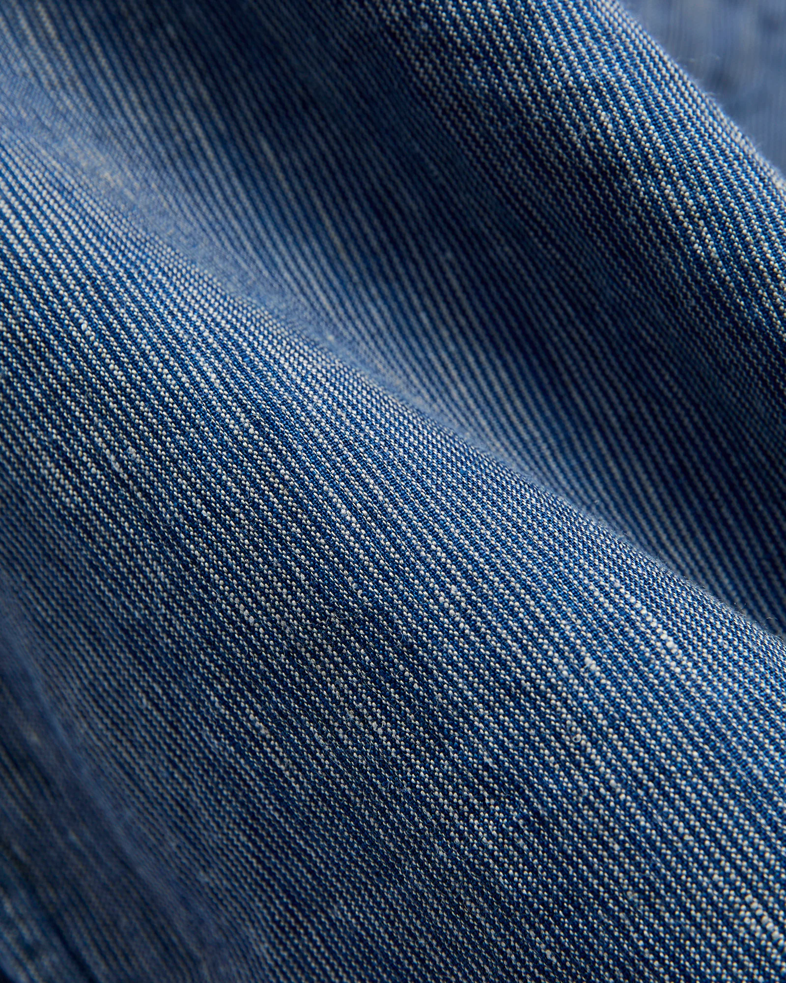 Linen Open Collar Shirt in Indigo Stripe - Image 2