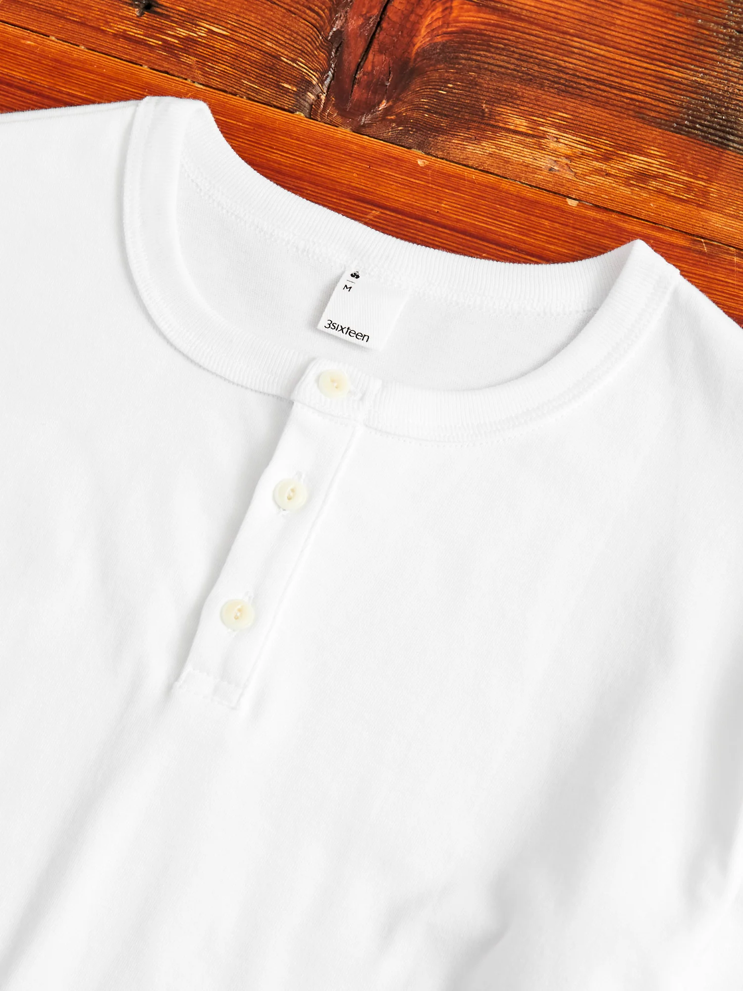Long Sleeve Henley in White - Image 3
