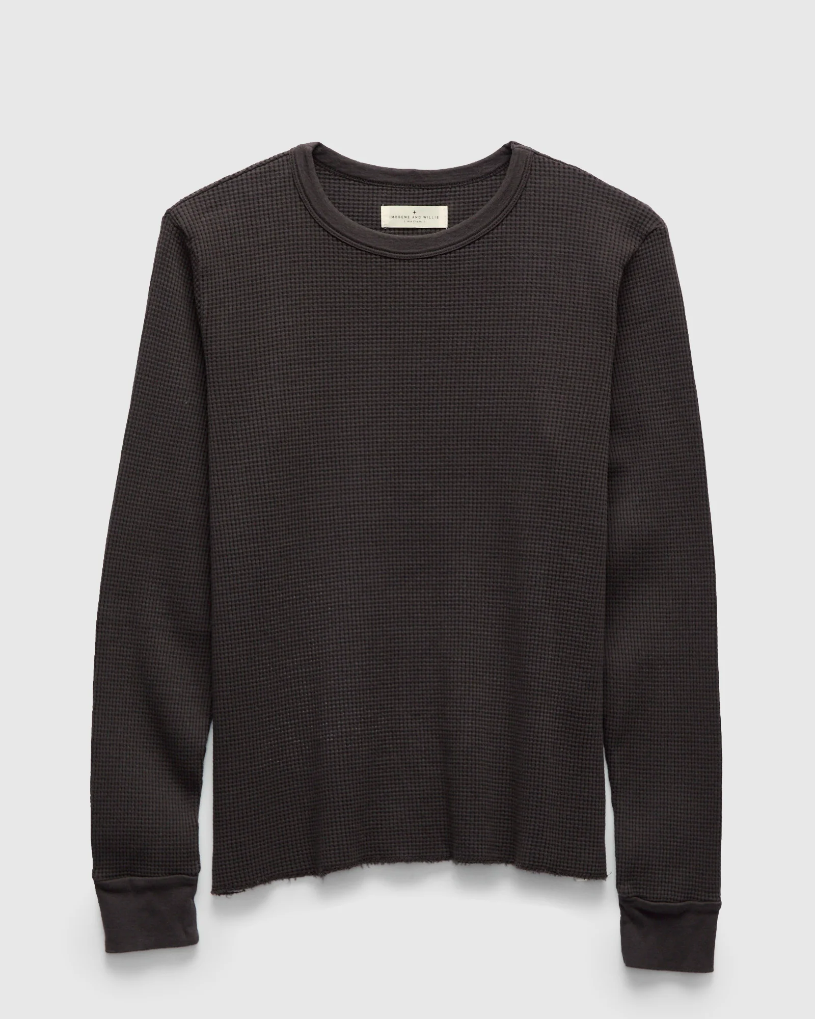 Long Sleeve Thermal Crew in Faded Black