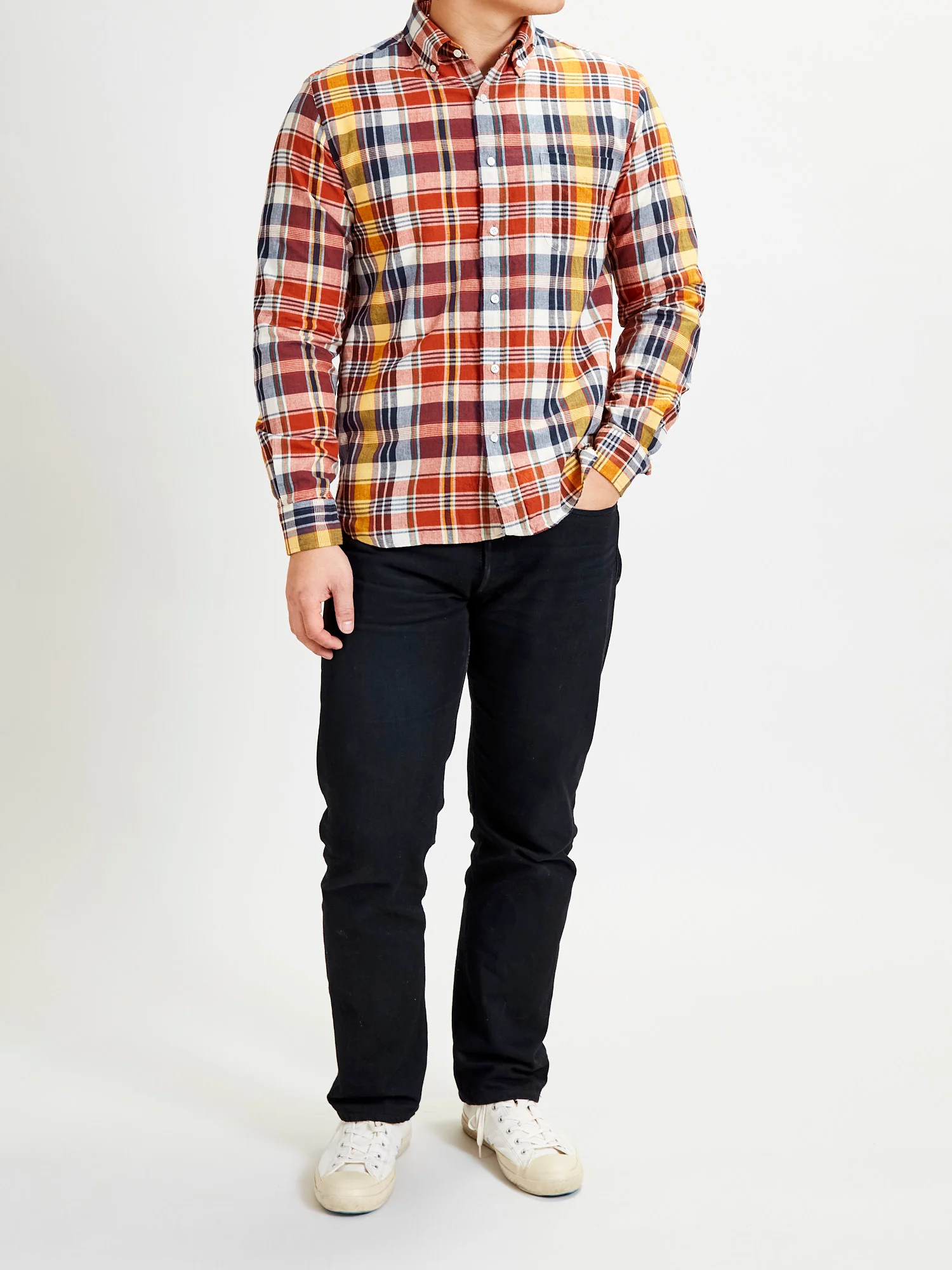 Madras Button-Down Shirt in Brown - Image 10