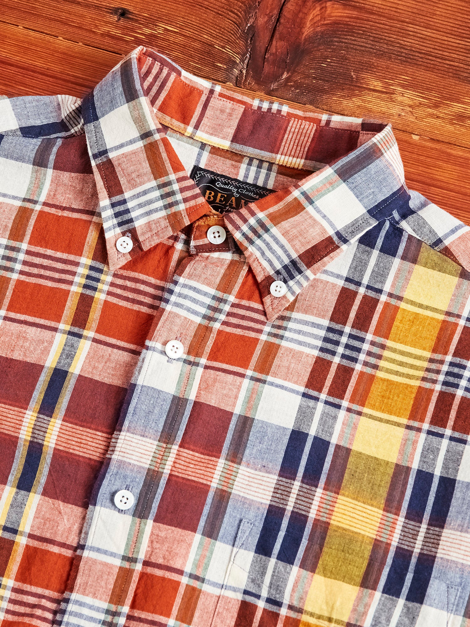Madras Button-Down Shirt in Brown - Image 3