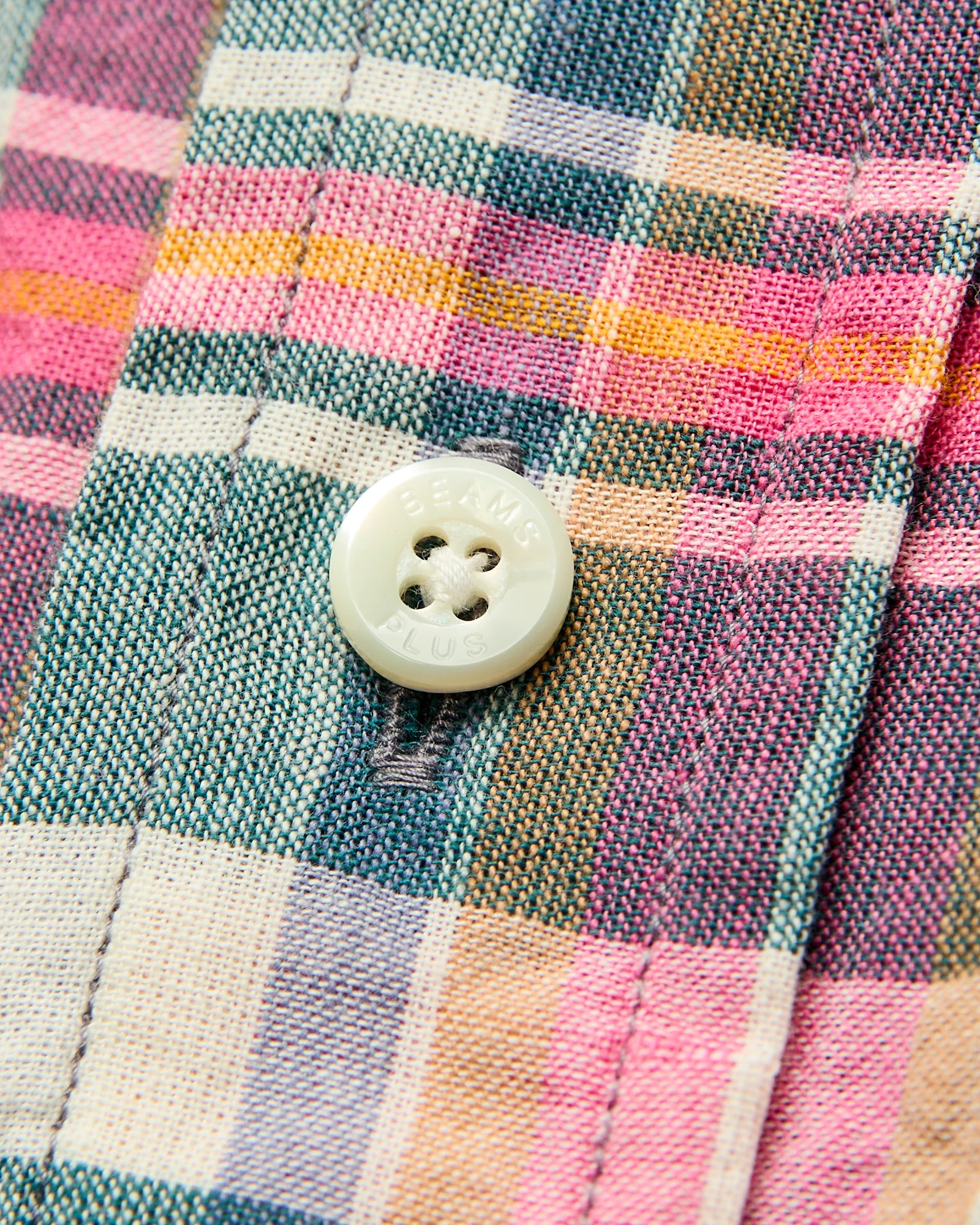 Madras Short Sleeve Button-Down Shirt in Pink - Image 6