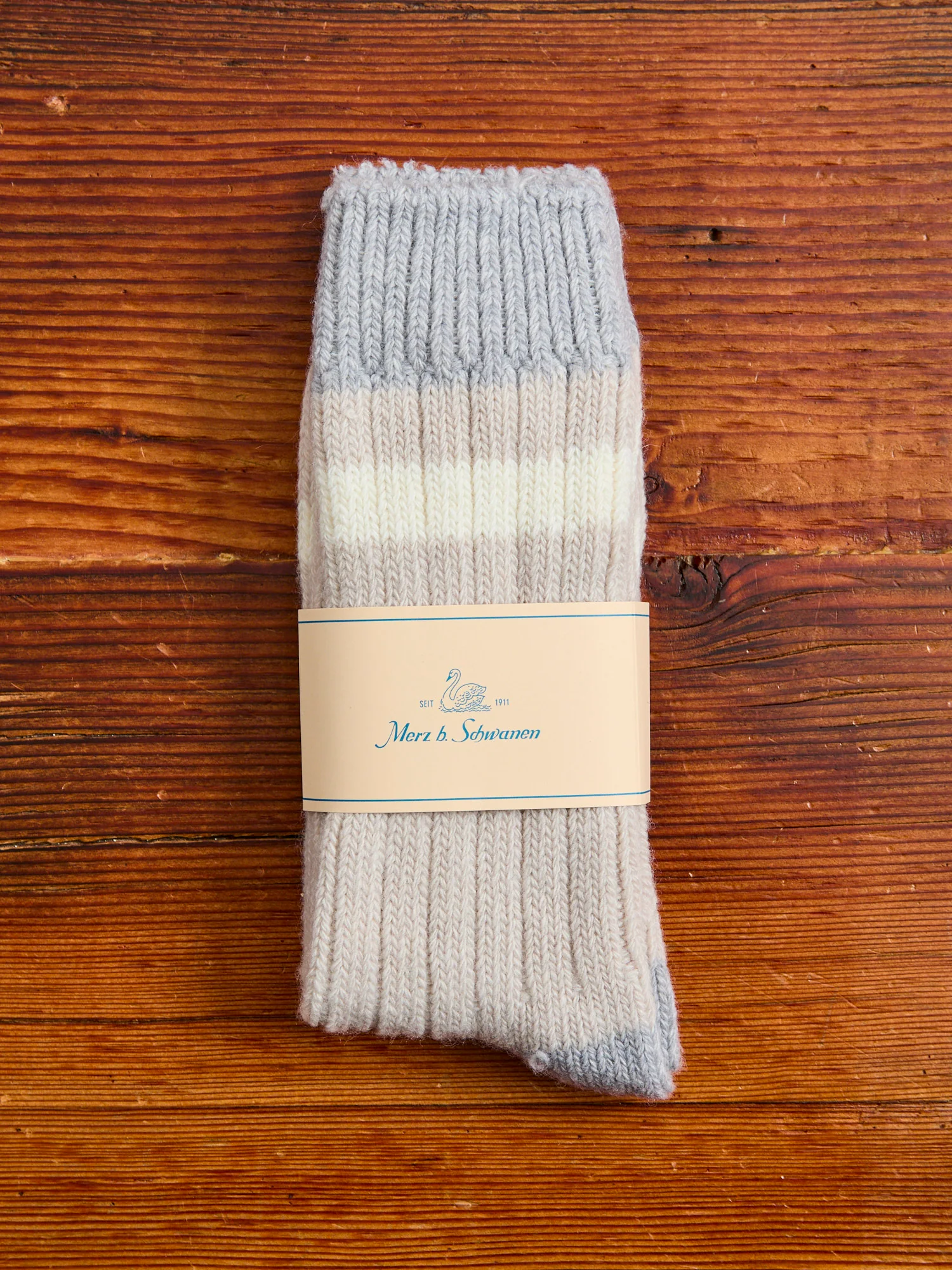 Merino Wool Melange Socks in Natural