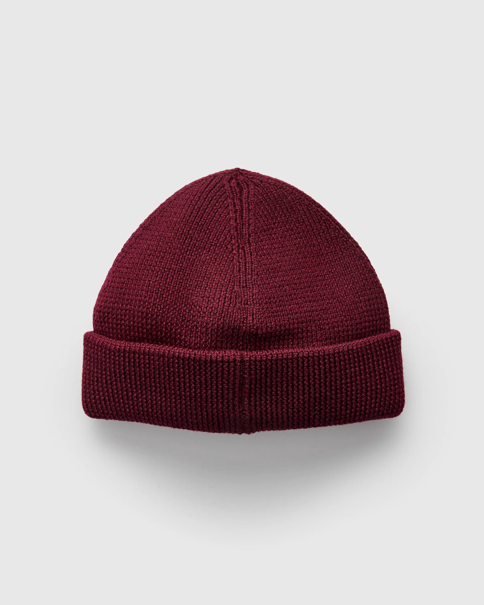 Merino Wool Ribbed Beanie in Burgundy - Image 3