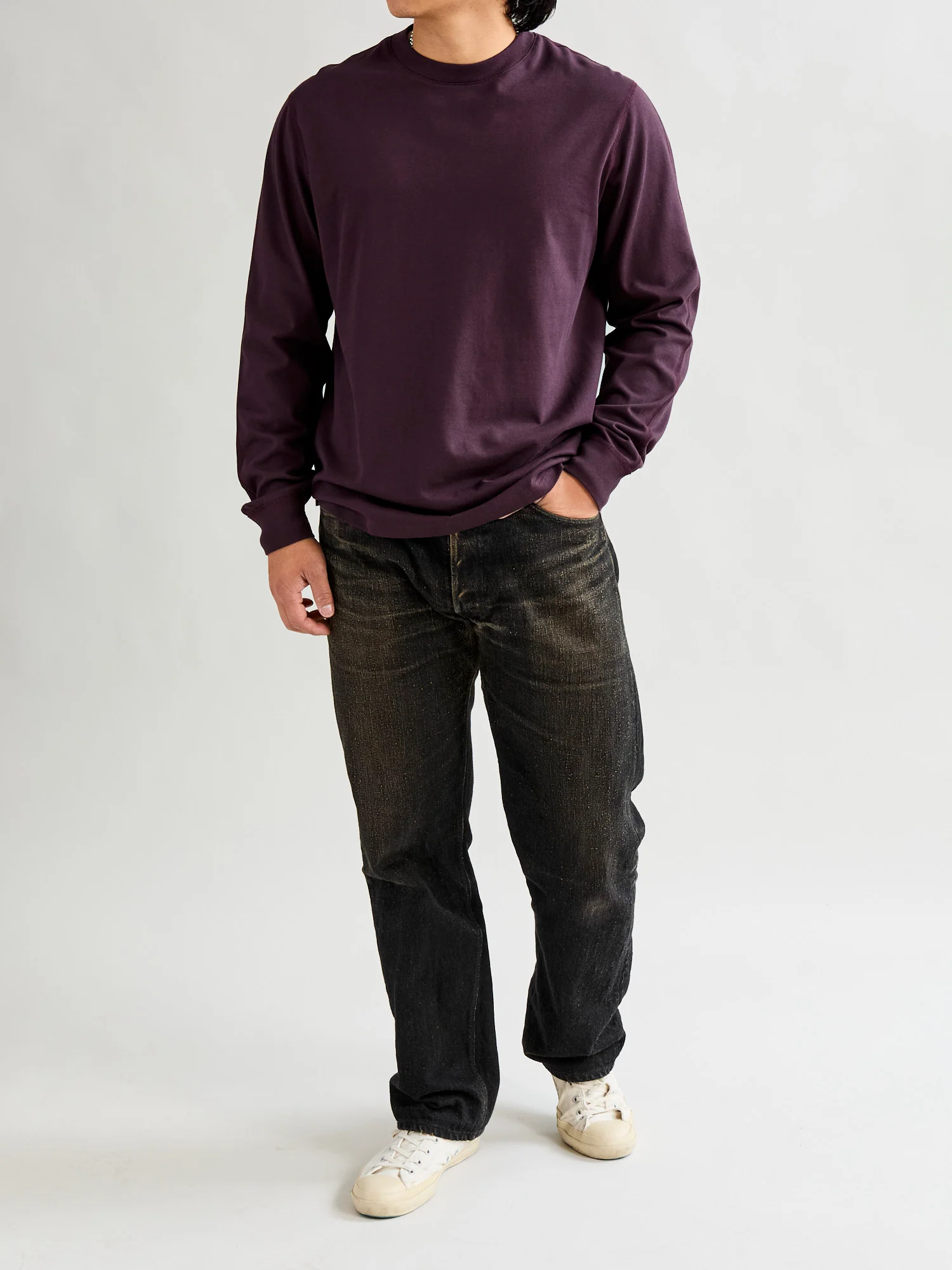 Midweight Long Sleeve T-Shirt in Oxblood - Image 8