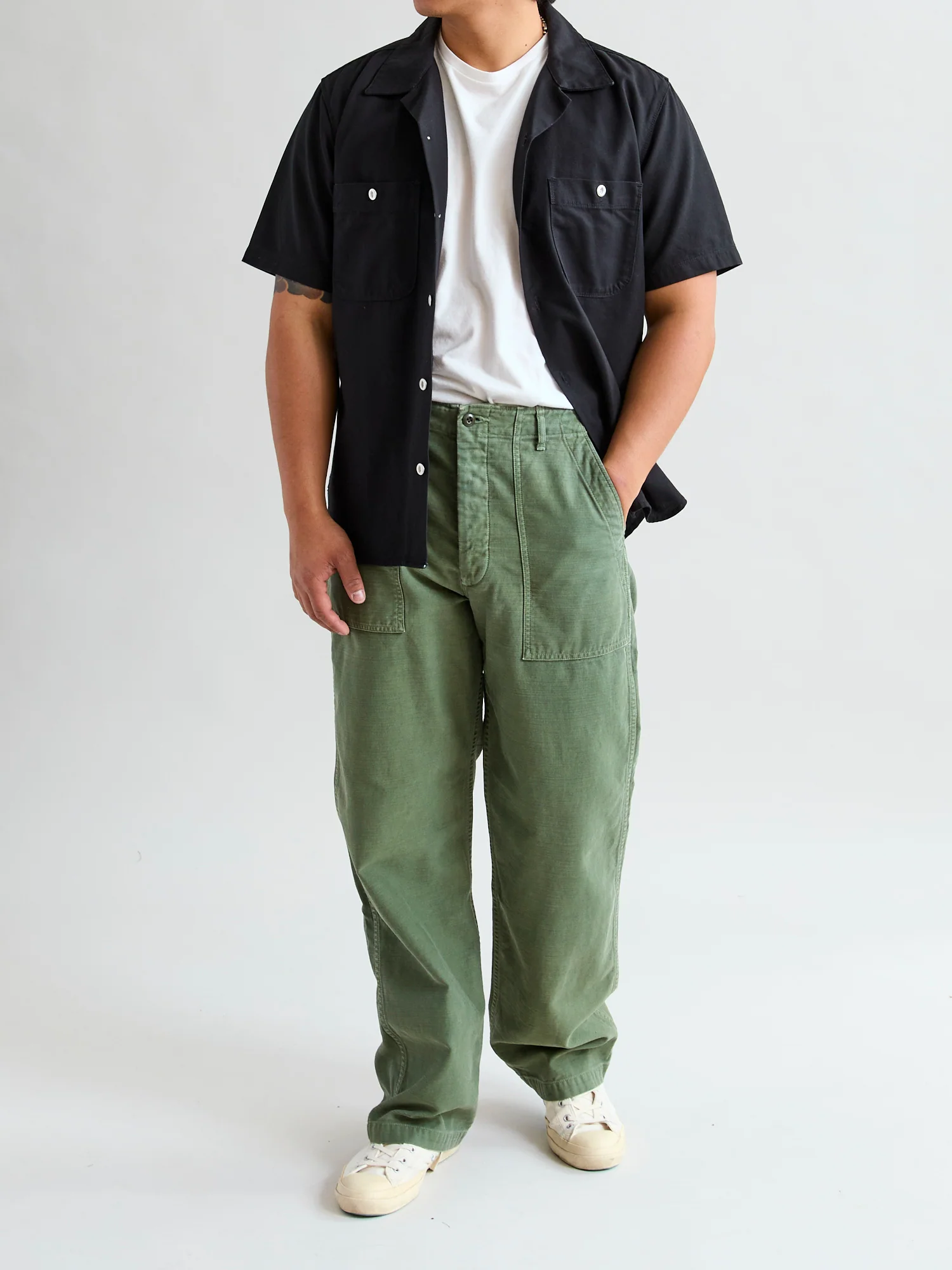 Military Satin Utility Trouser in Olive Drab - Image 12