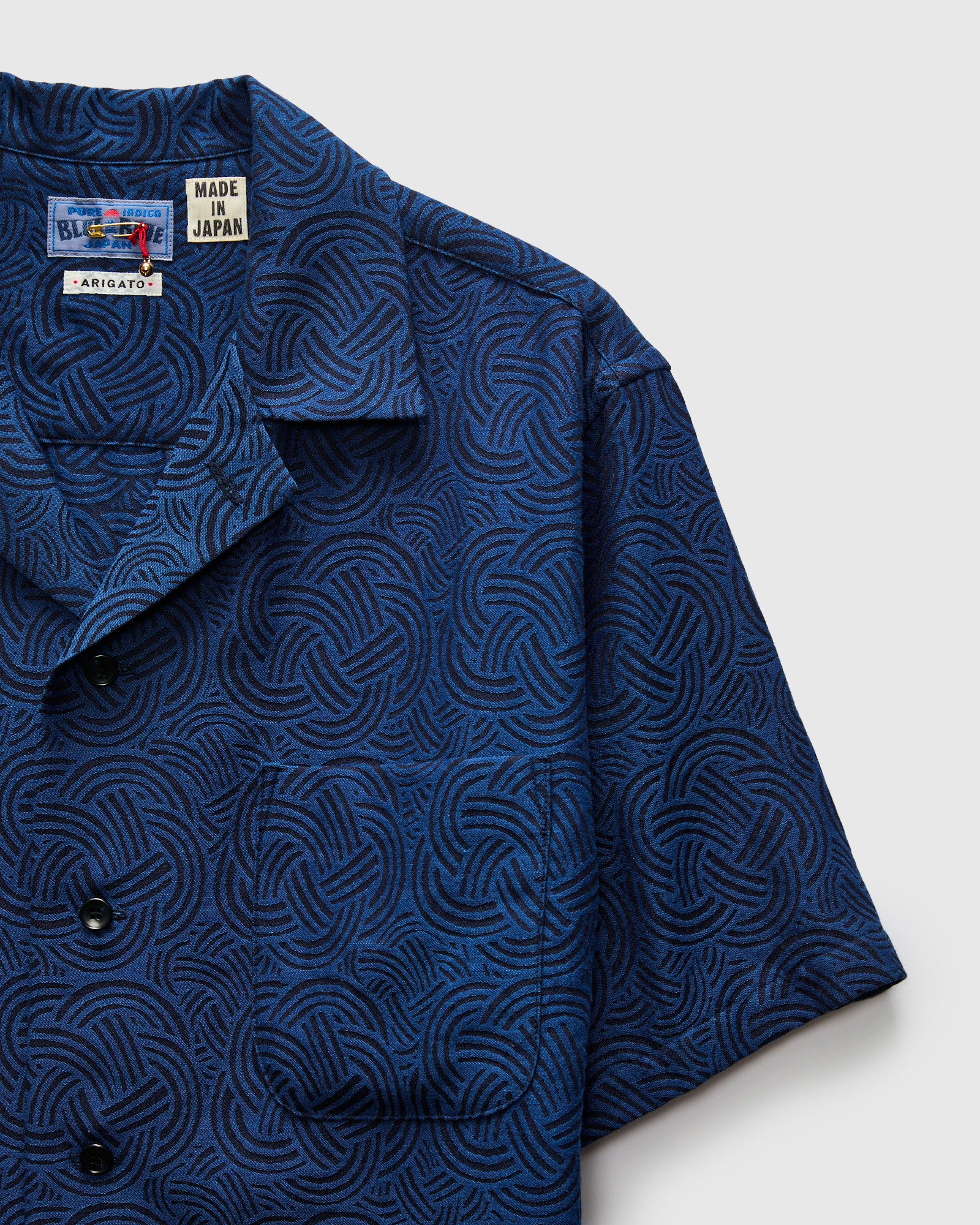 "Mizuhiki Knot" Aloha Shirt in Indigo - Image 6