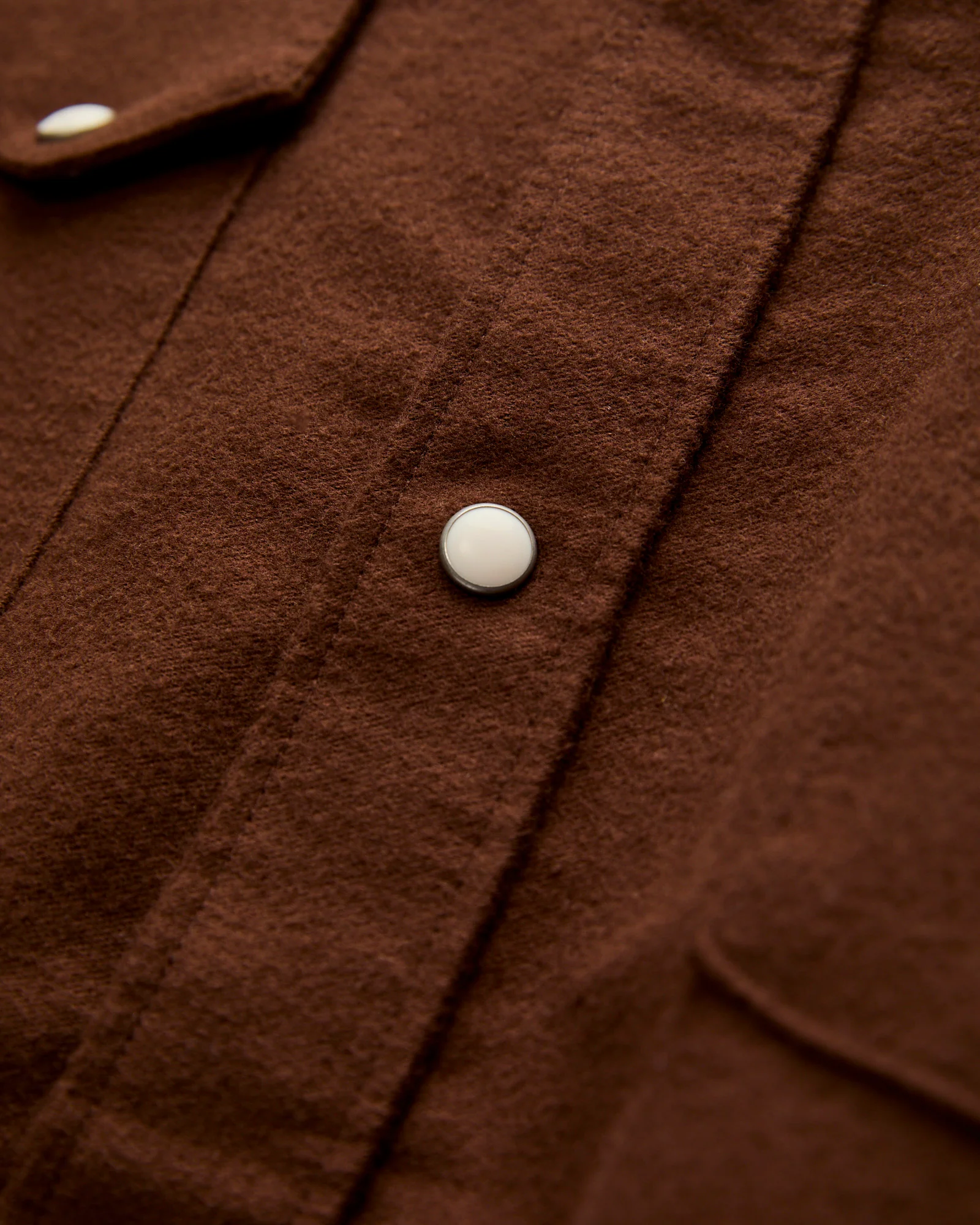 Moleskin Pearl Snap Shirt in Cocoa - Image 4
