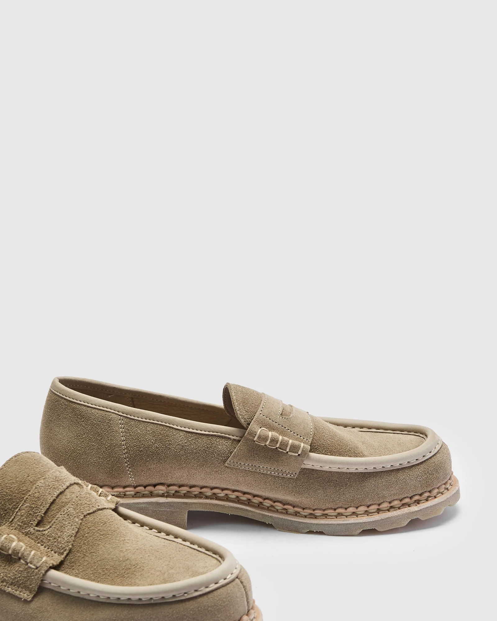 Nantes Marche Penny Loafers in Velours Sand - Image 4