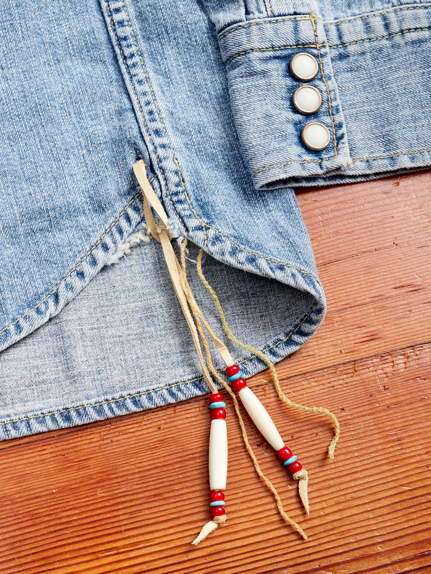 Natural Finish Denim Western Shirt in Distressed Indigo - Image 8