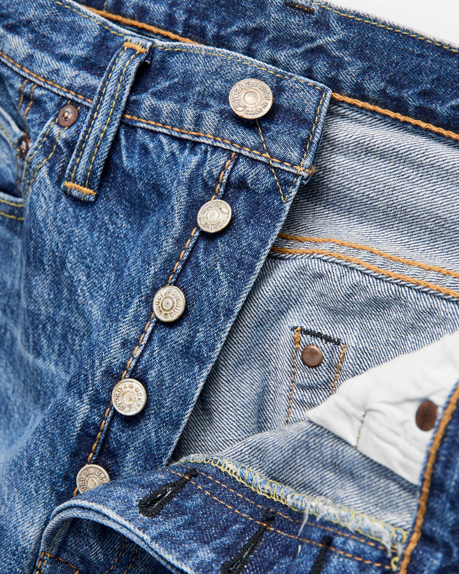 "Natural Used Indigo" 14oz Washed Selvedge Denim - Regular Straight Fit - Image 7