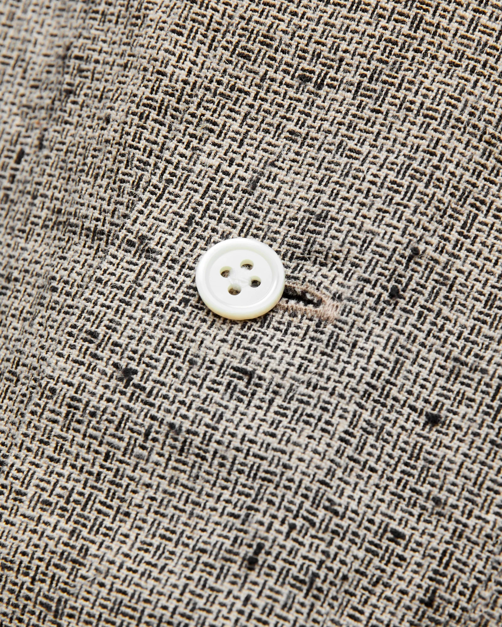 Nep Check Linen Button-Down Shirt in Beige - Image 5