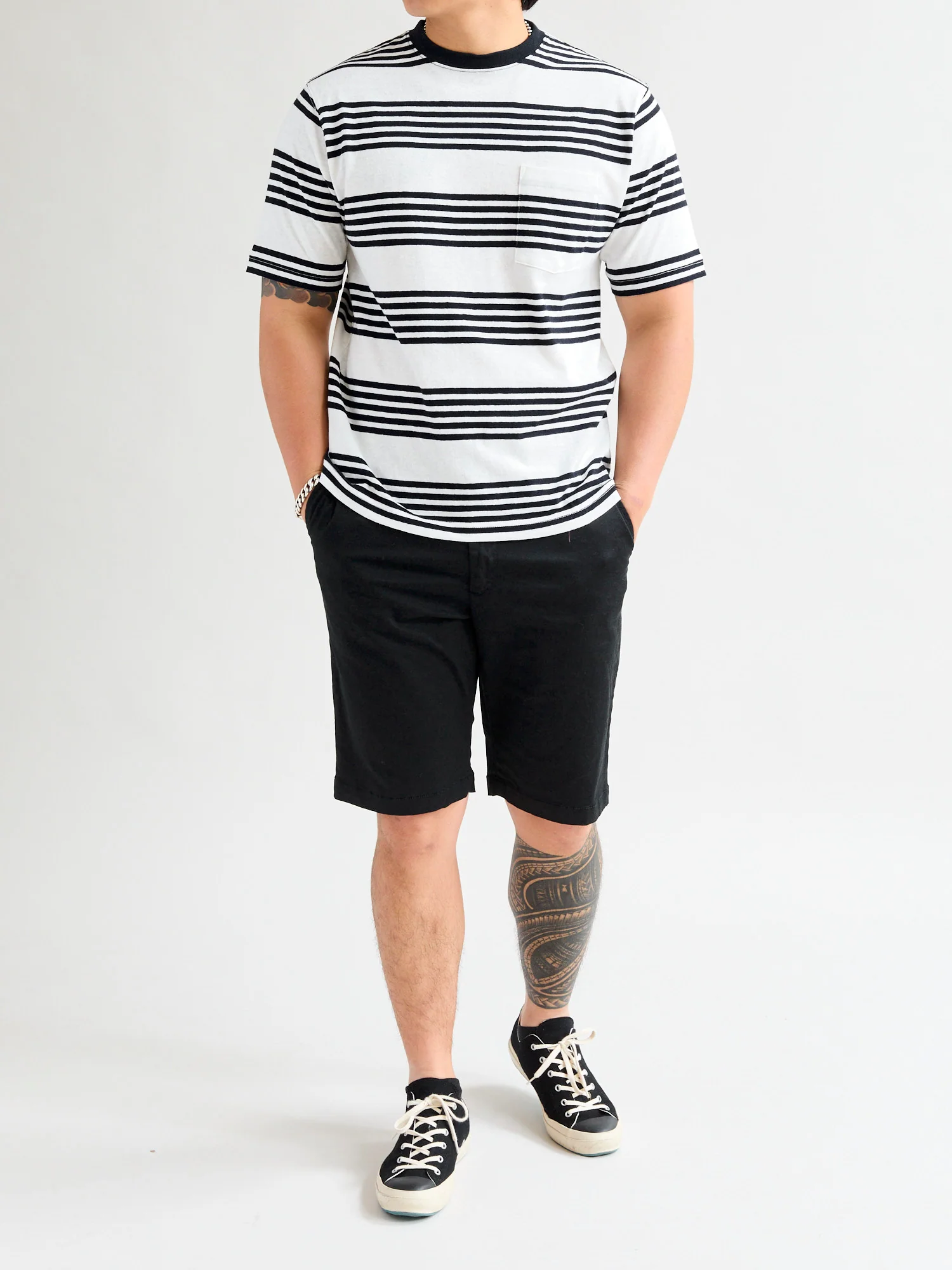 Nep Stripe Pocket T-Shirt in White - Image 8