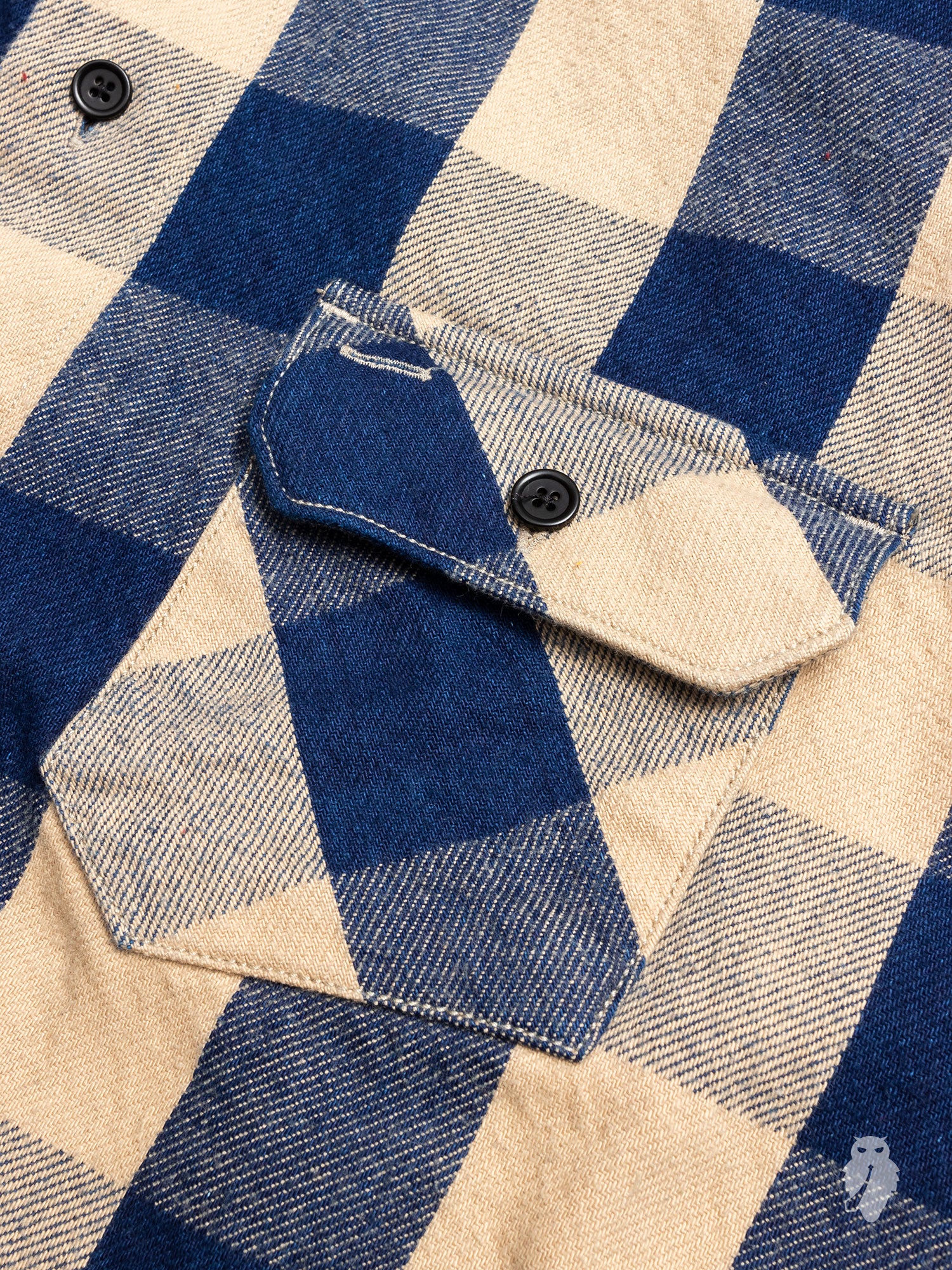 Norris Selvedge Flannel in Indigo/Beige - Image 4
