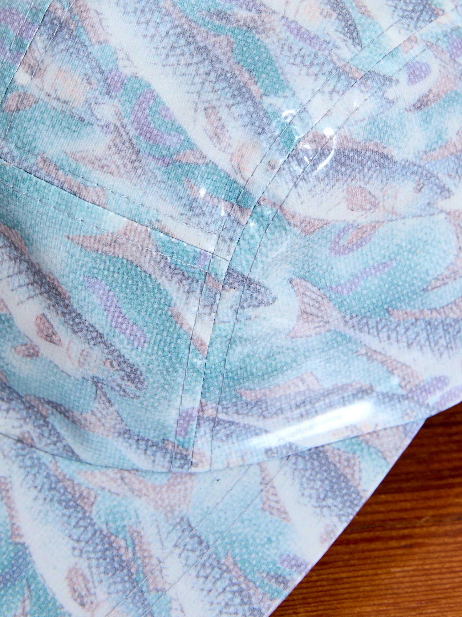 Nylon Print Water Film Fishing Cap in Aqua - Image 5